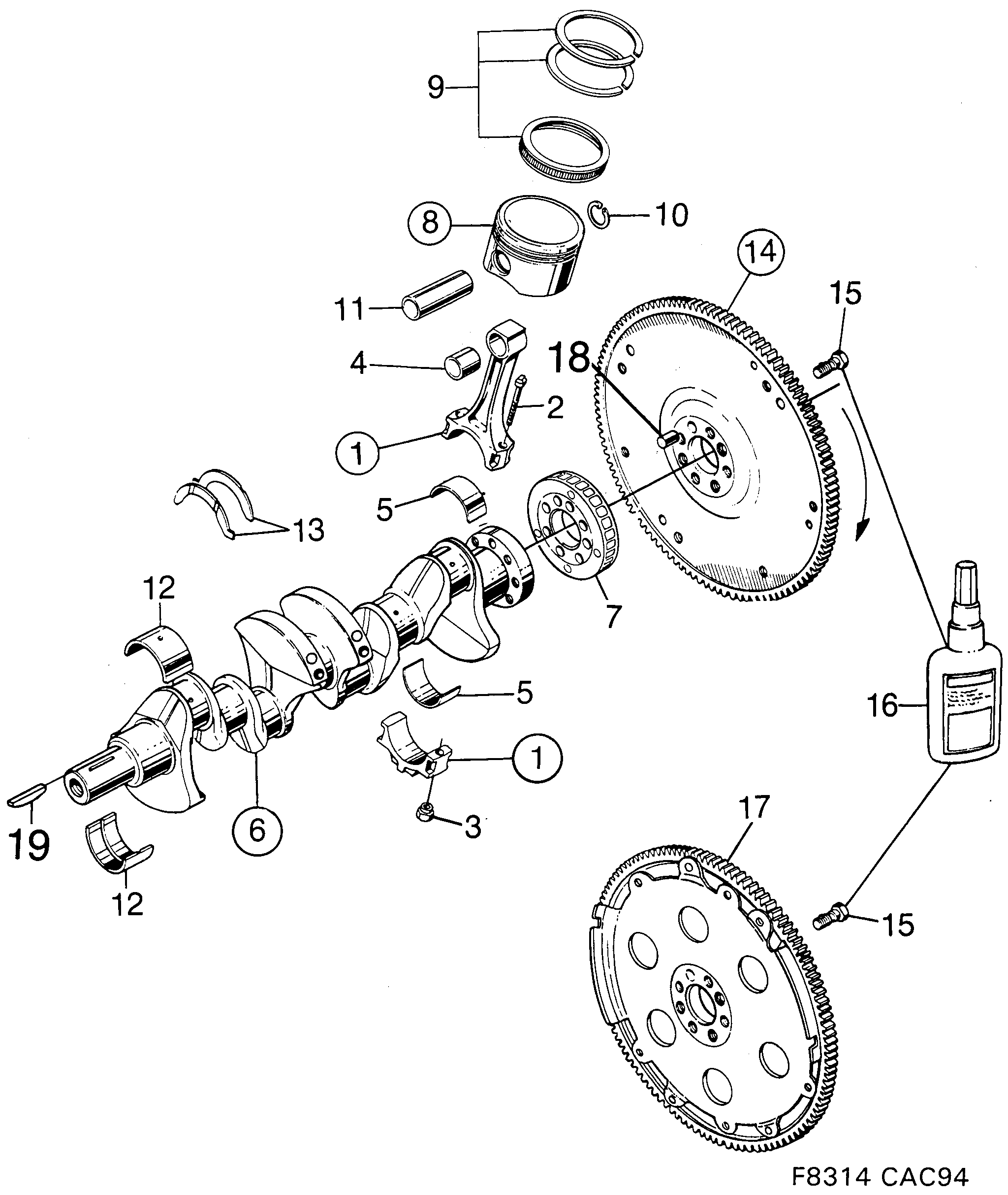 Saab 9000 Crankshaft Piston diagram