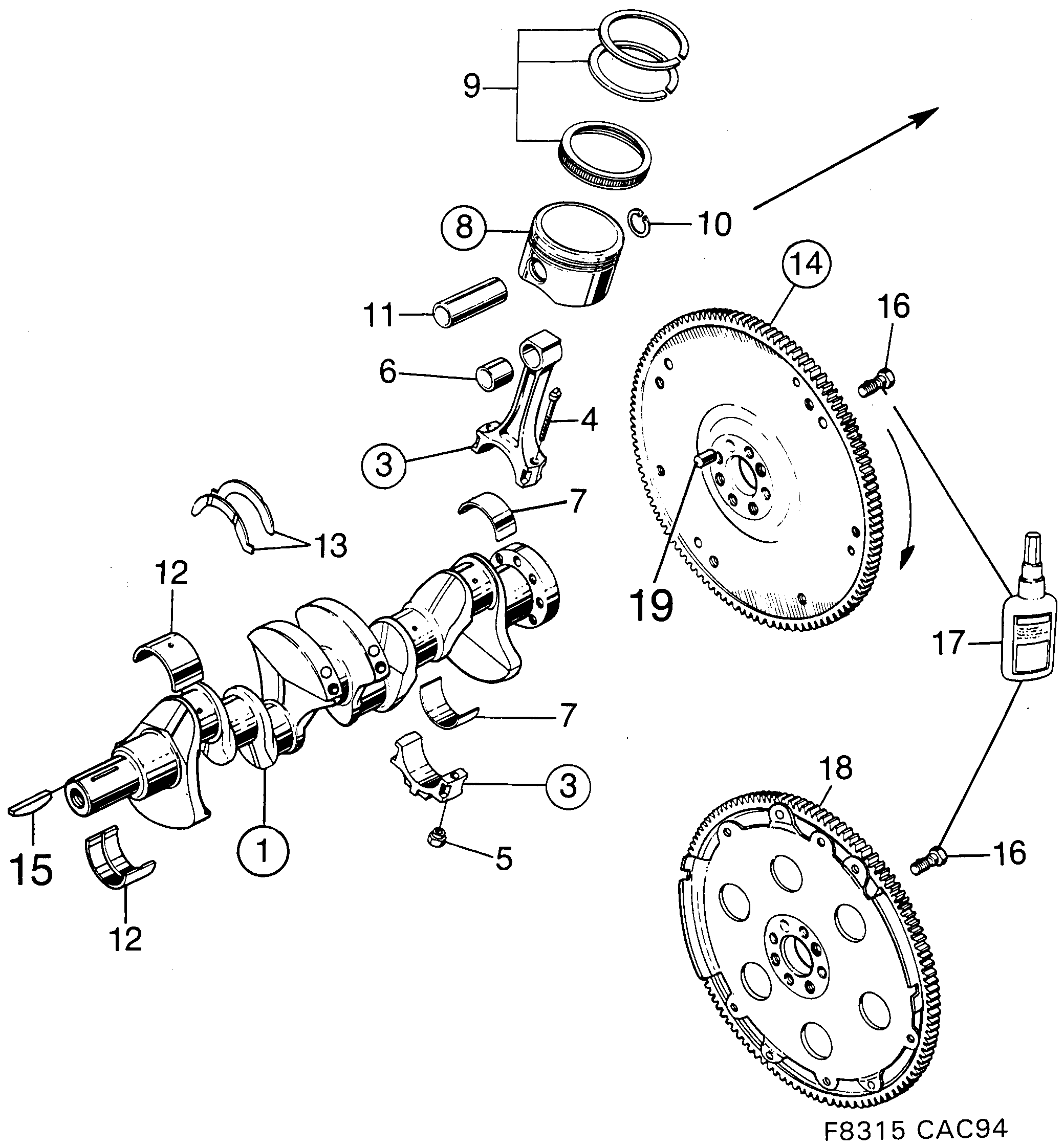 Saab 9000 Crankshaft Piston diagram
