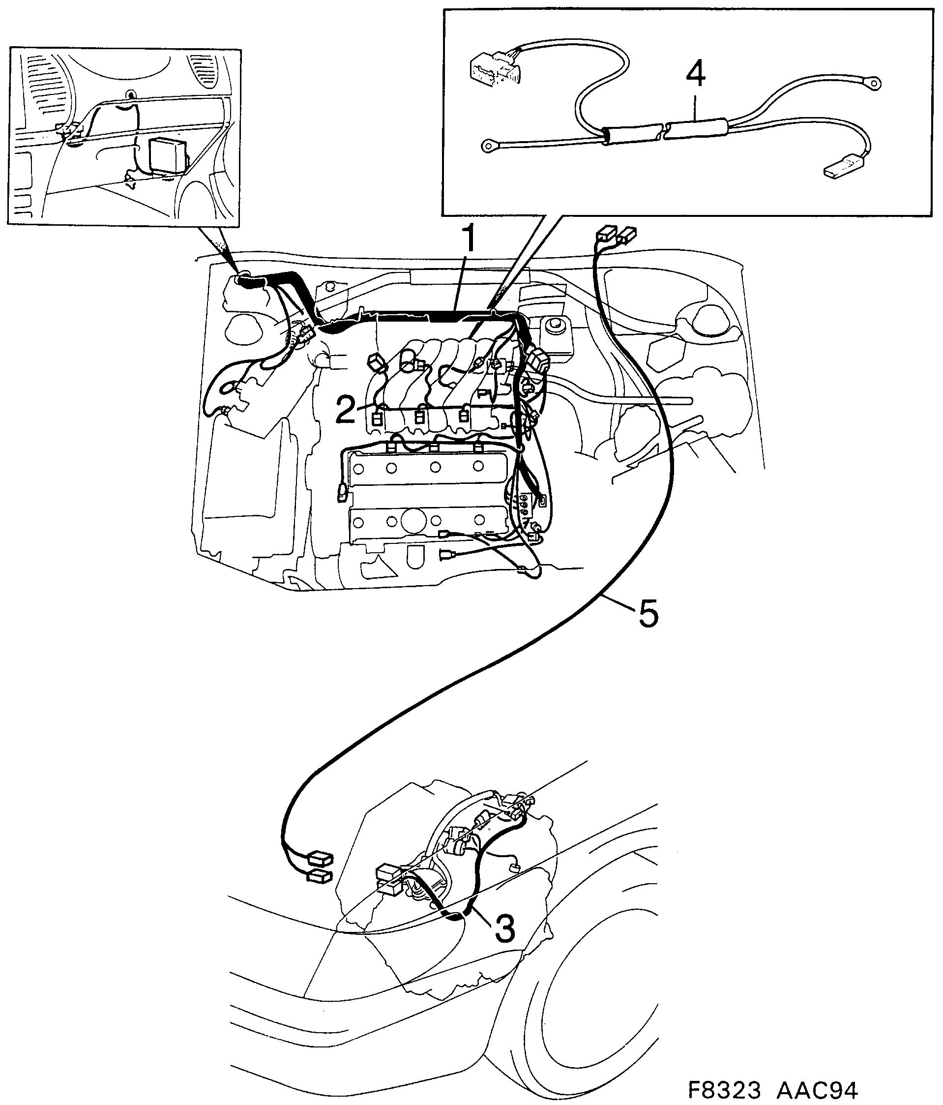 Saab 900 Motor, transmission diagram