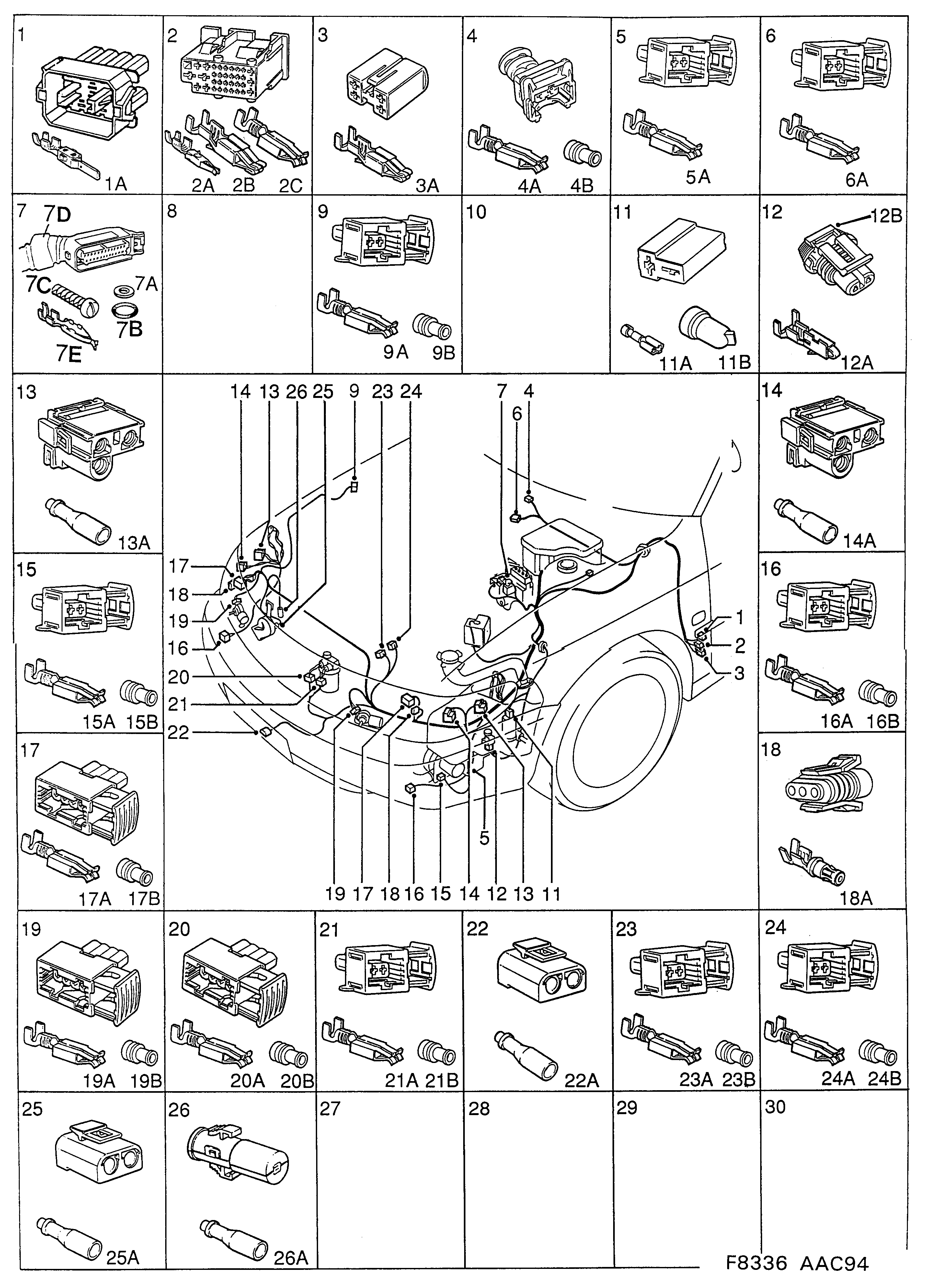 Saab 900 Front diagram
