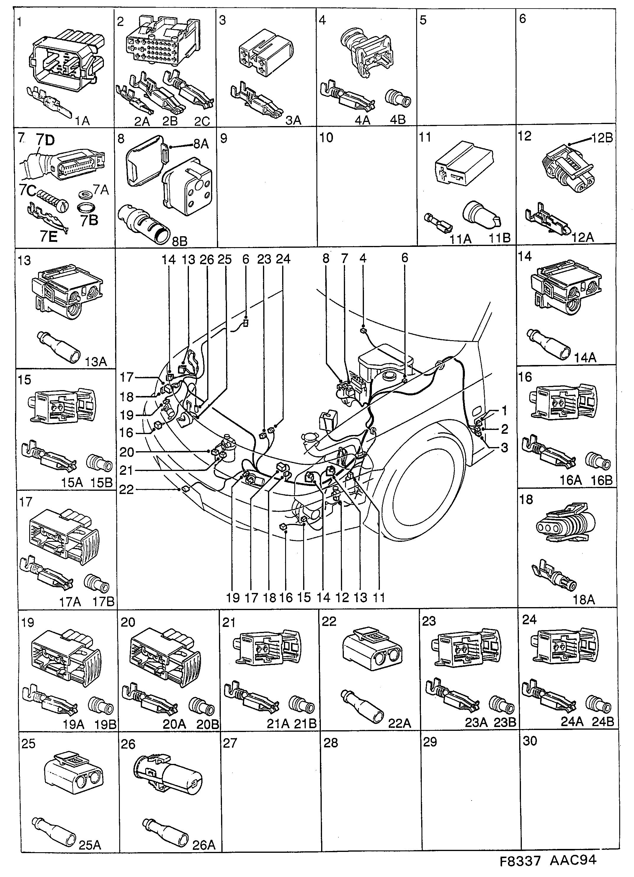 Saab 900 Front diagram