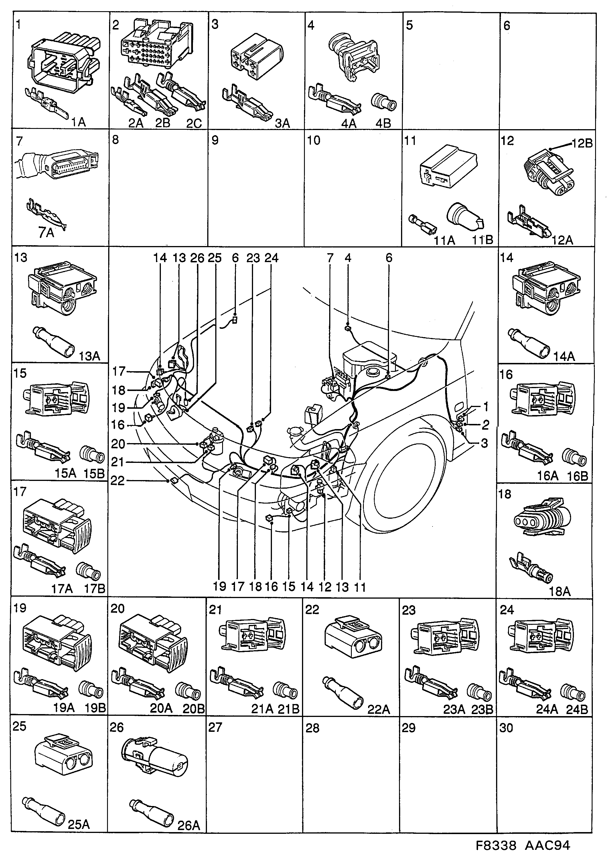 Saab 900 Front diagram
