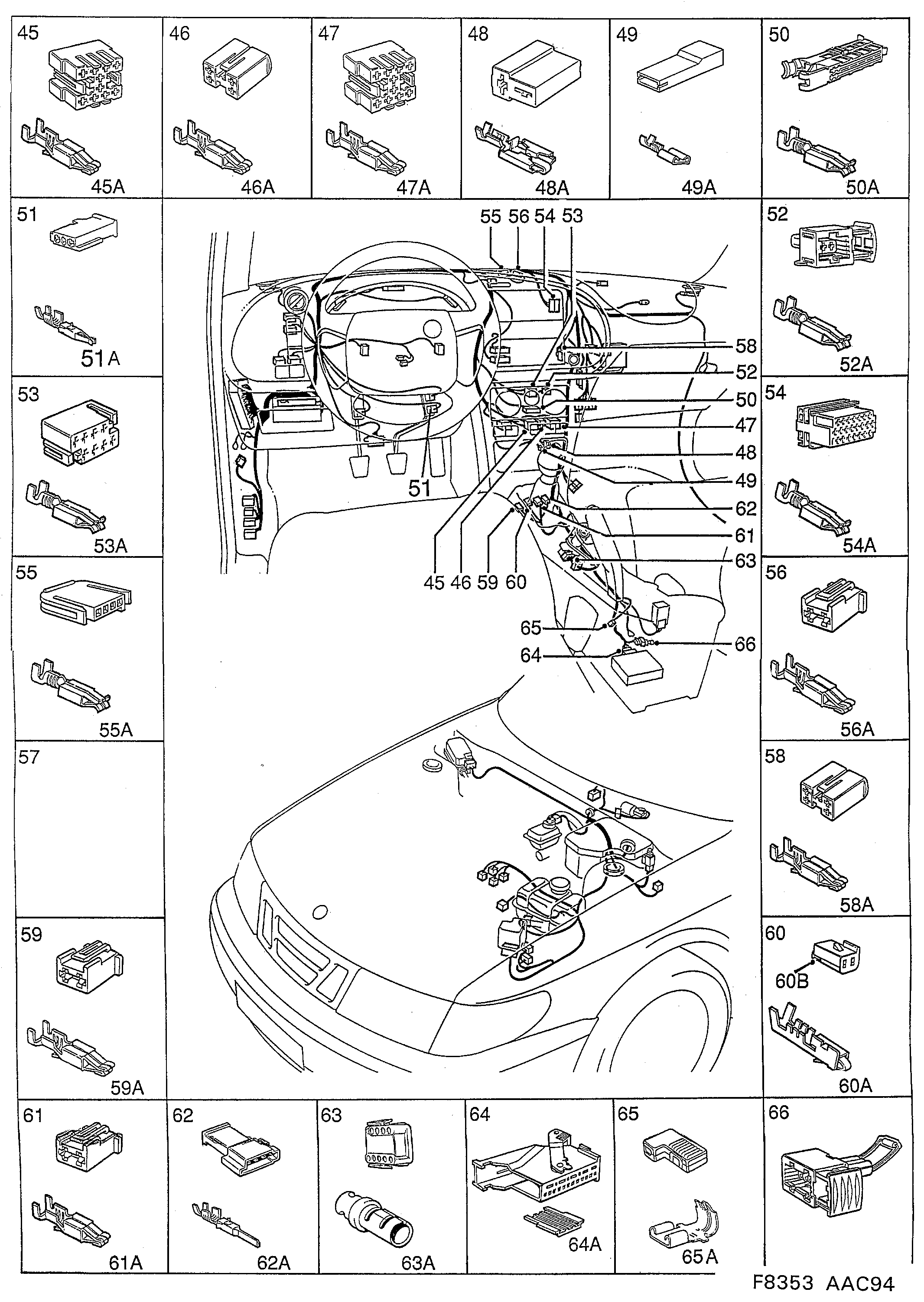 Saab 900 Instrument panel diagram
