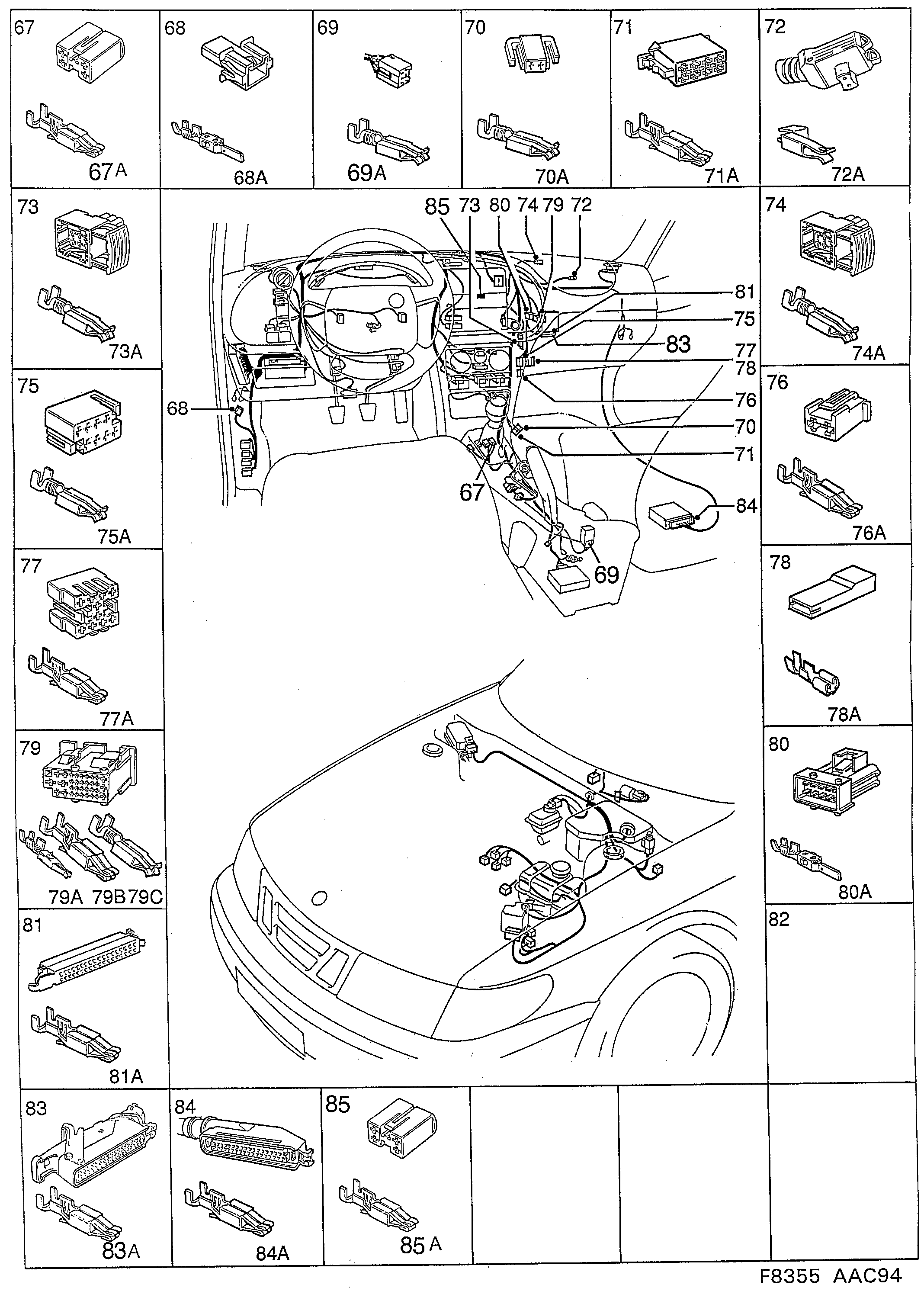 Saab 900 Instrument panel diagram