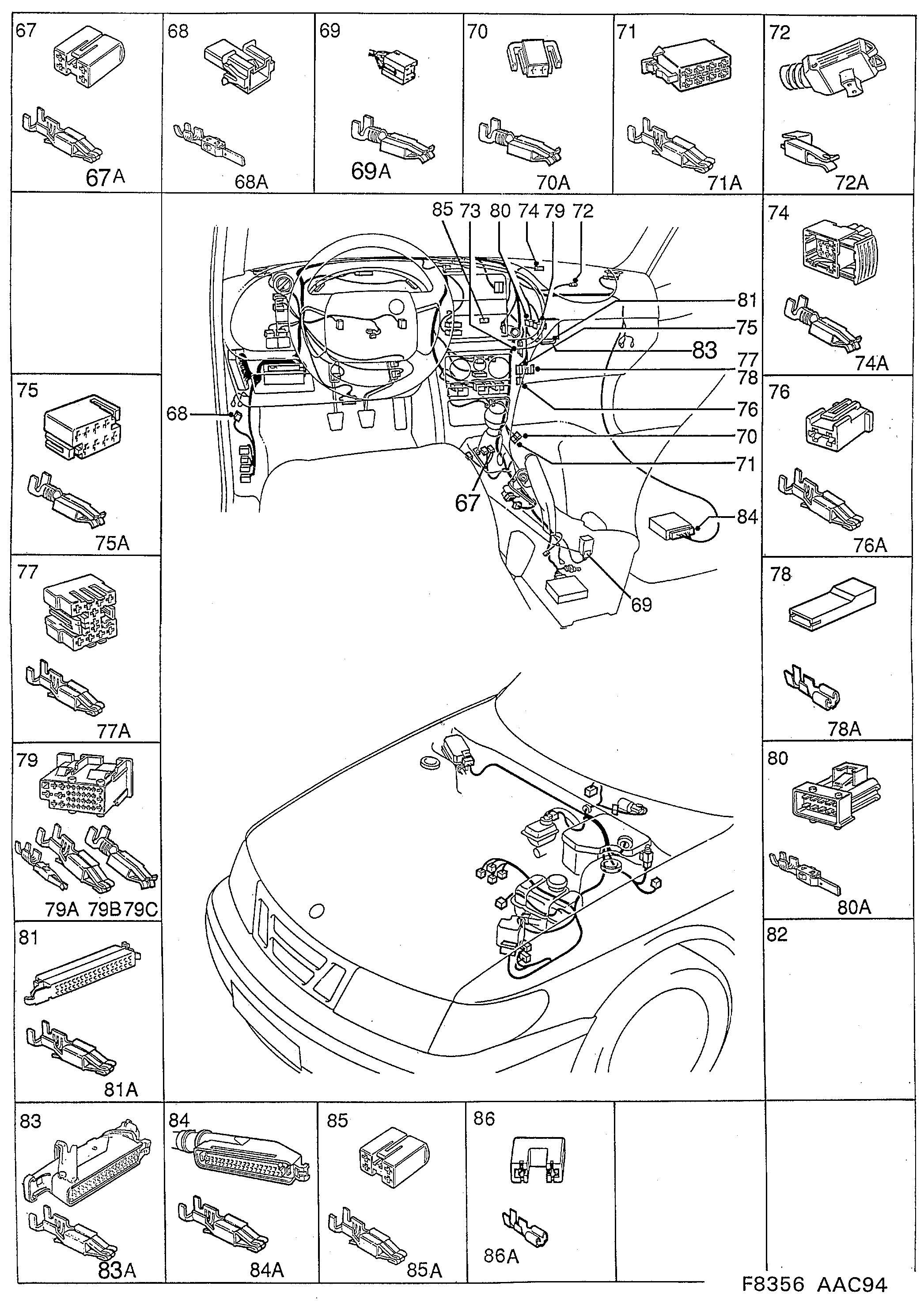Saab 900 Instrument panel diagram