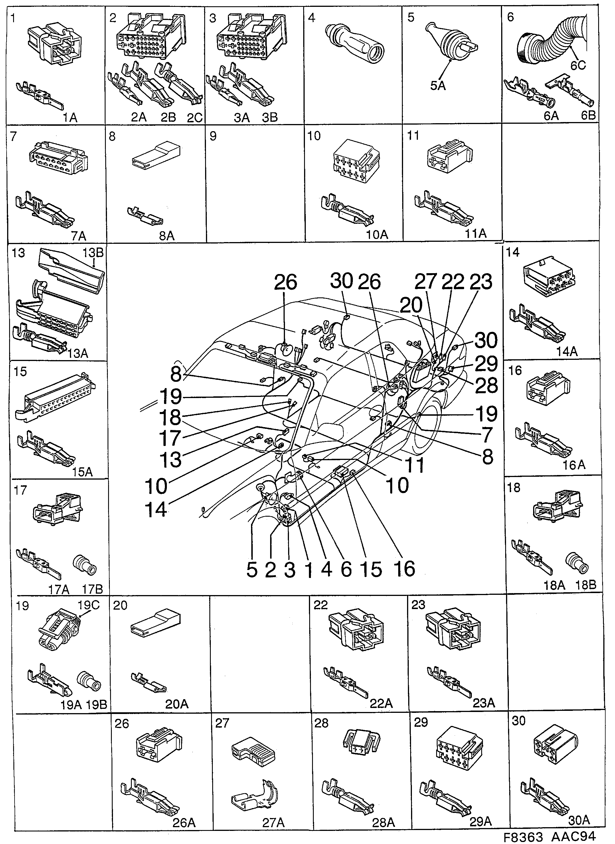 Saab 900 Rear diagram