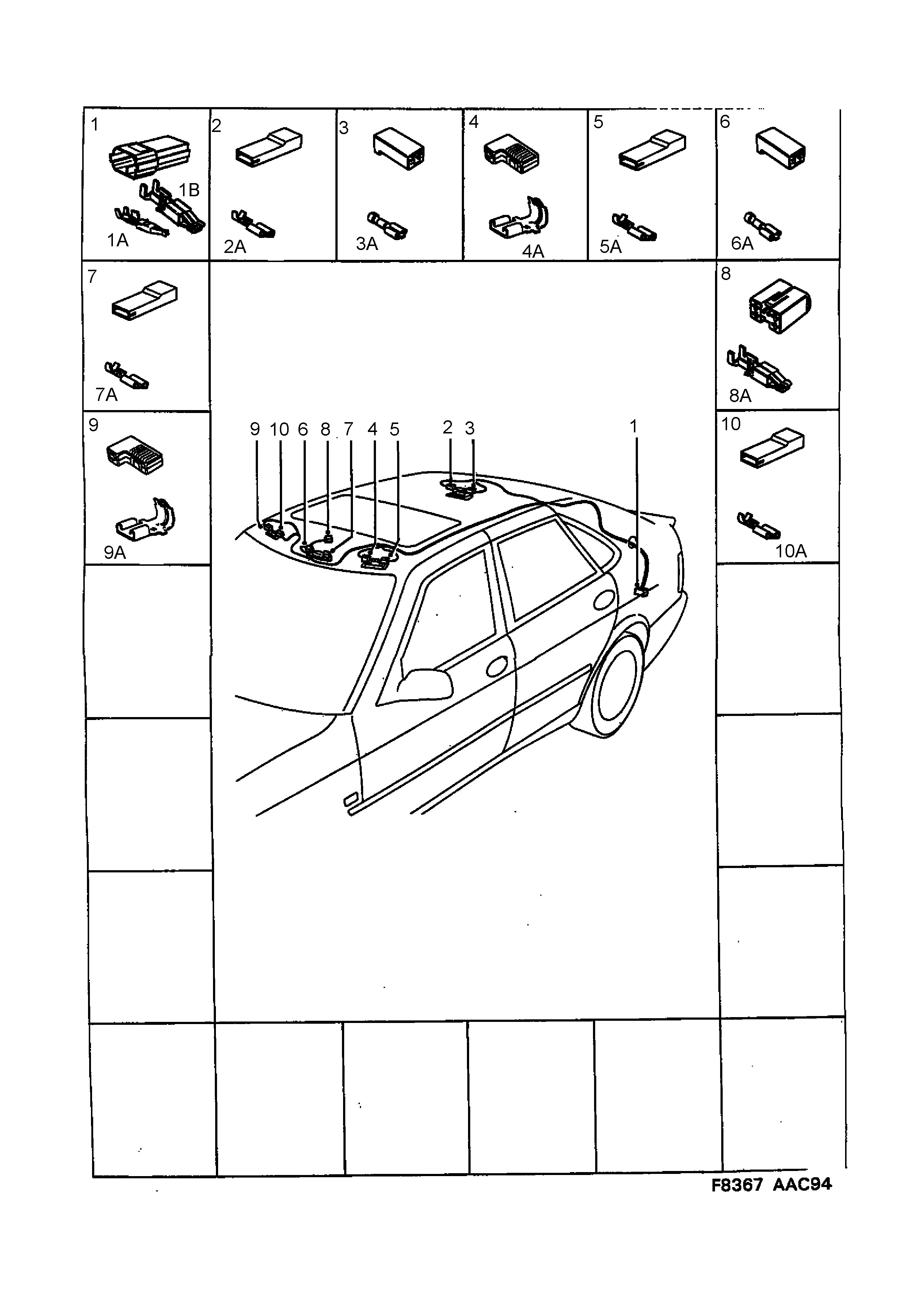 Saab 900 Roof diagram