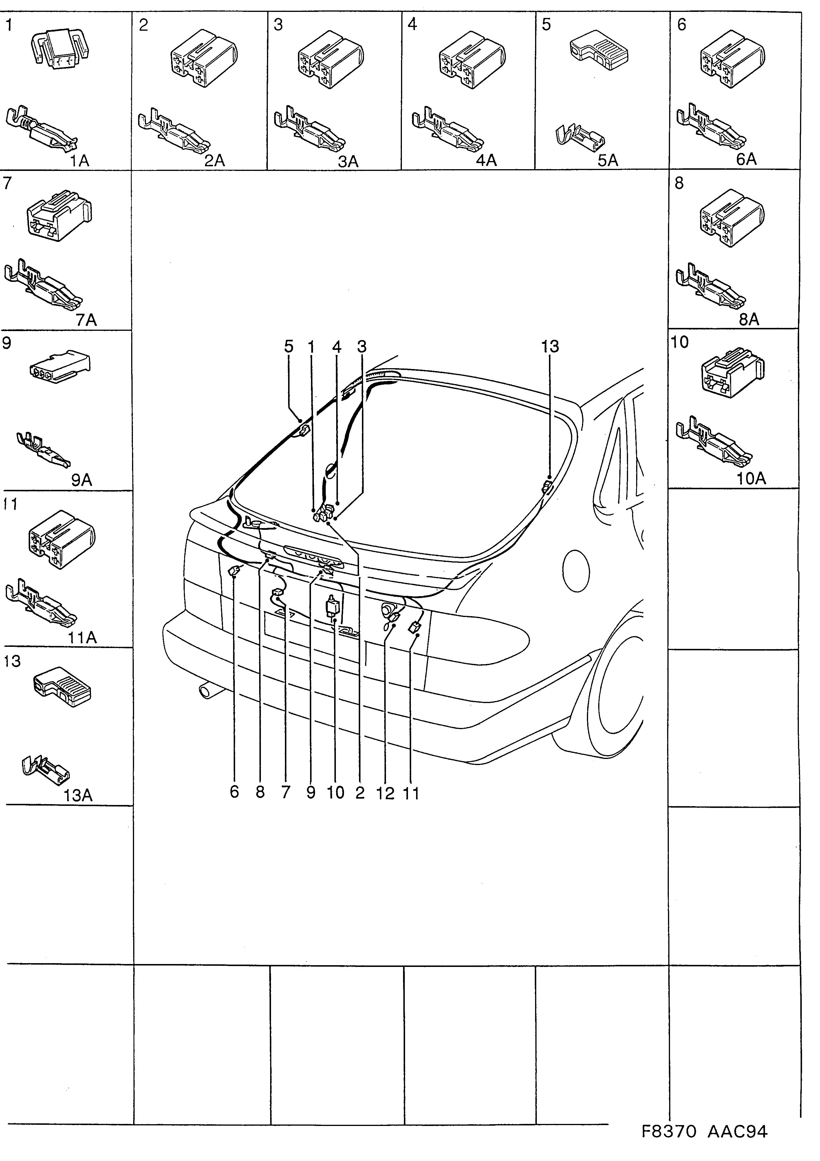 Saab 900 Trunk lid diagram