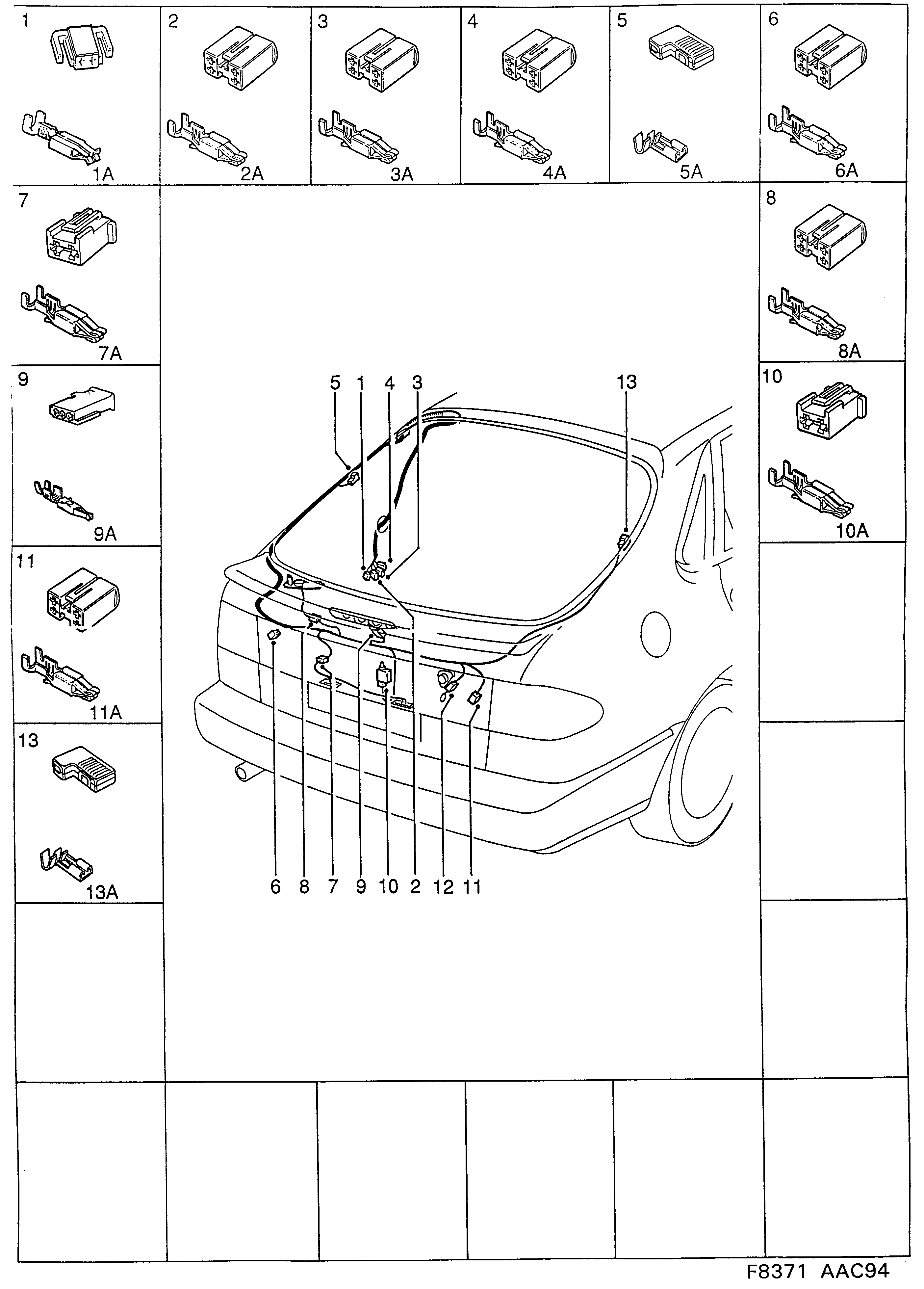 Saab 900 Trunk lid diagram