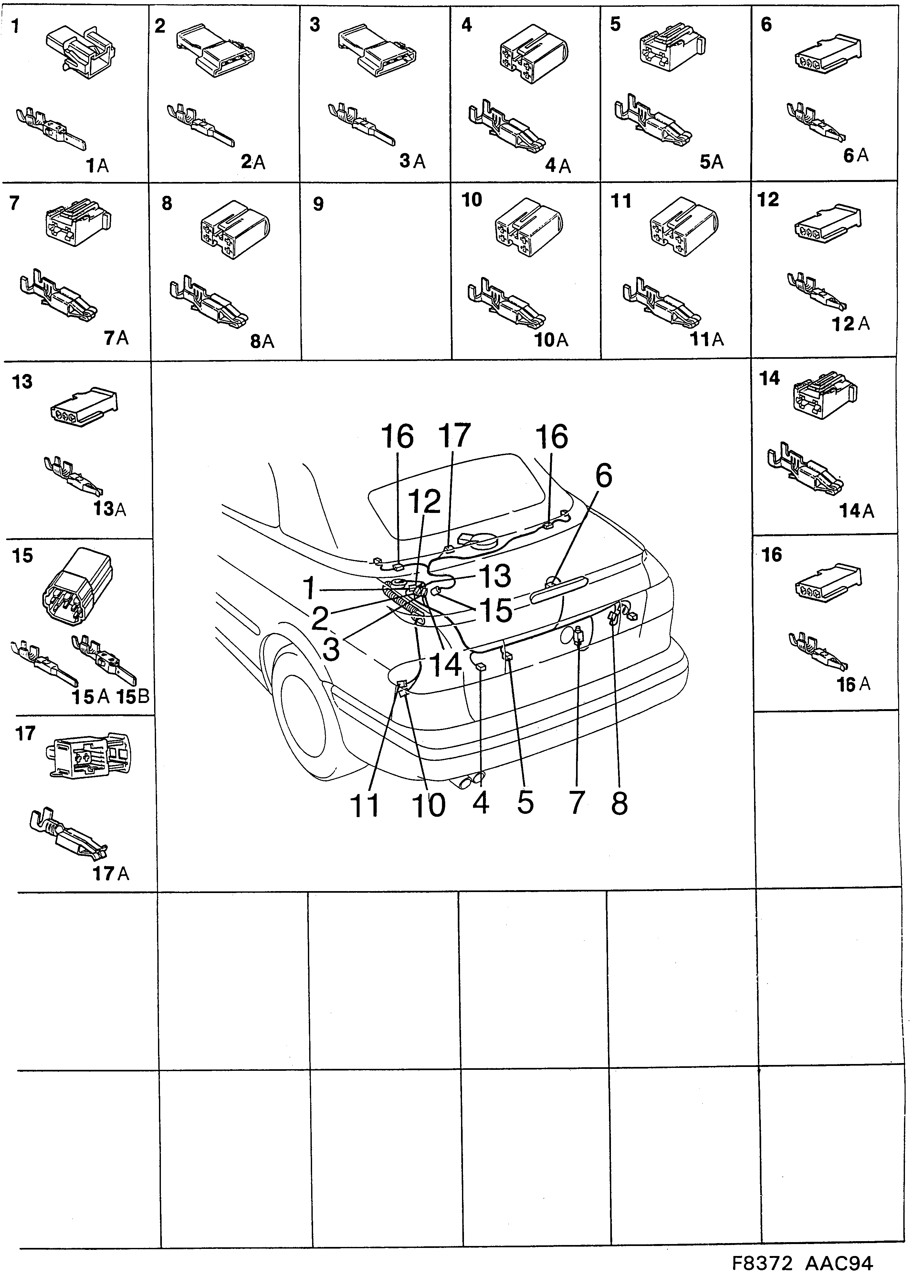 Saab 900 Trunk lid diagram