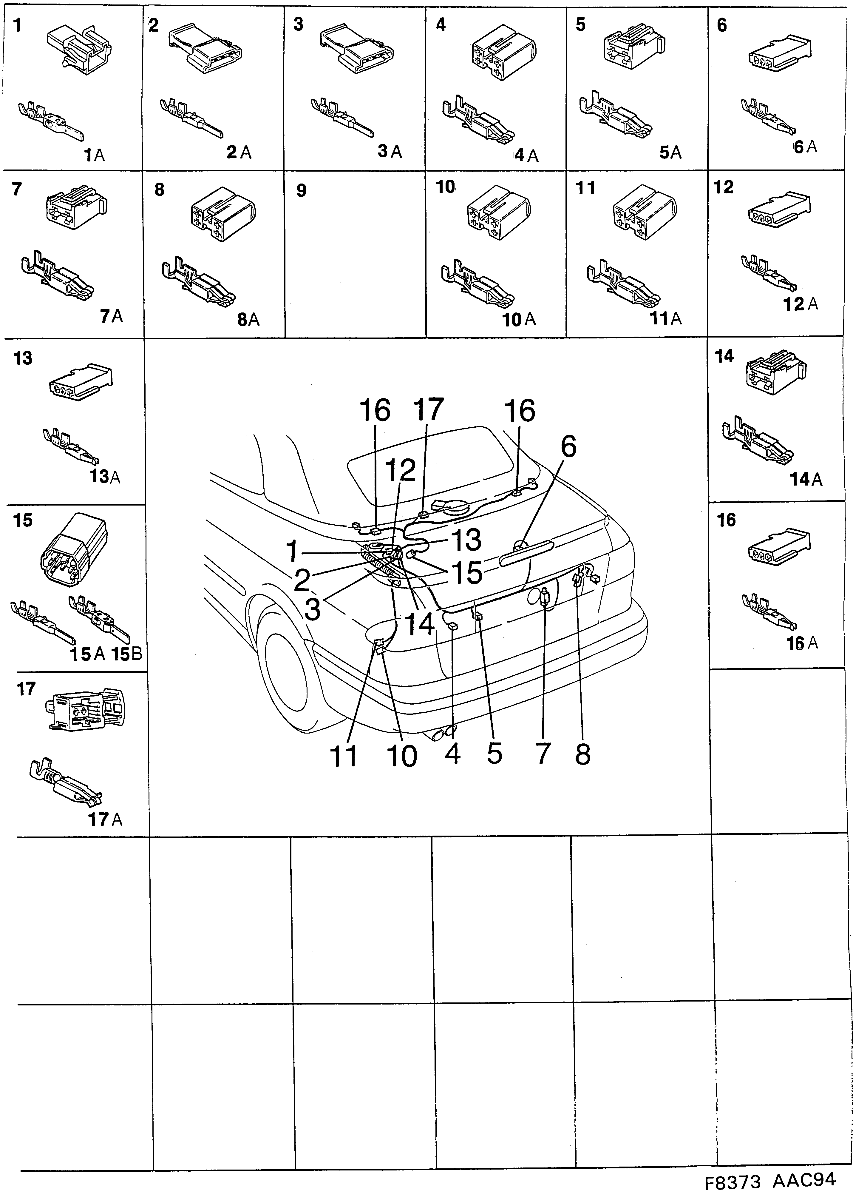 Saab 900 Trunk lid diagram