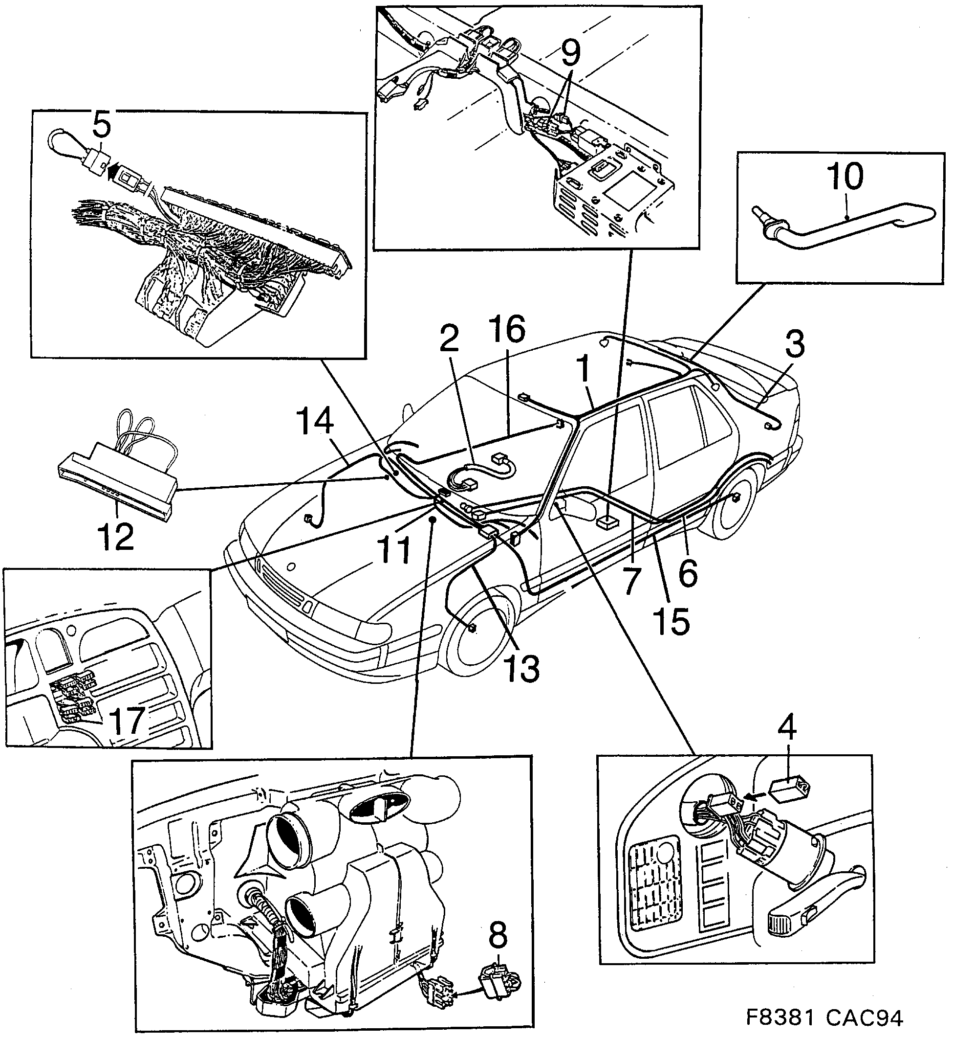 Saab 9000 Compartment diagram