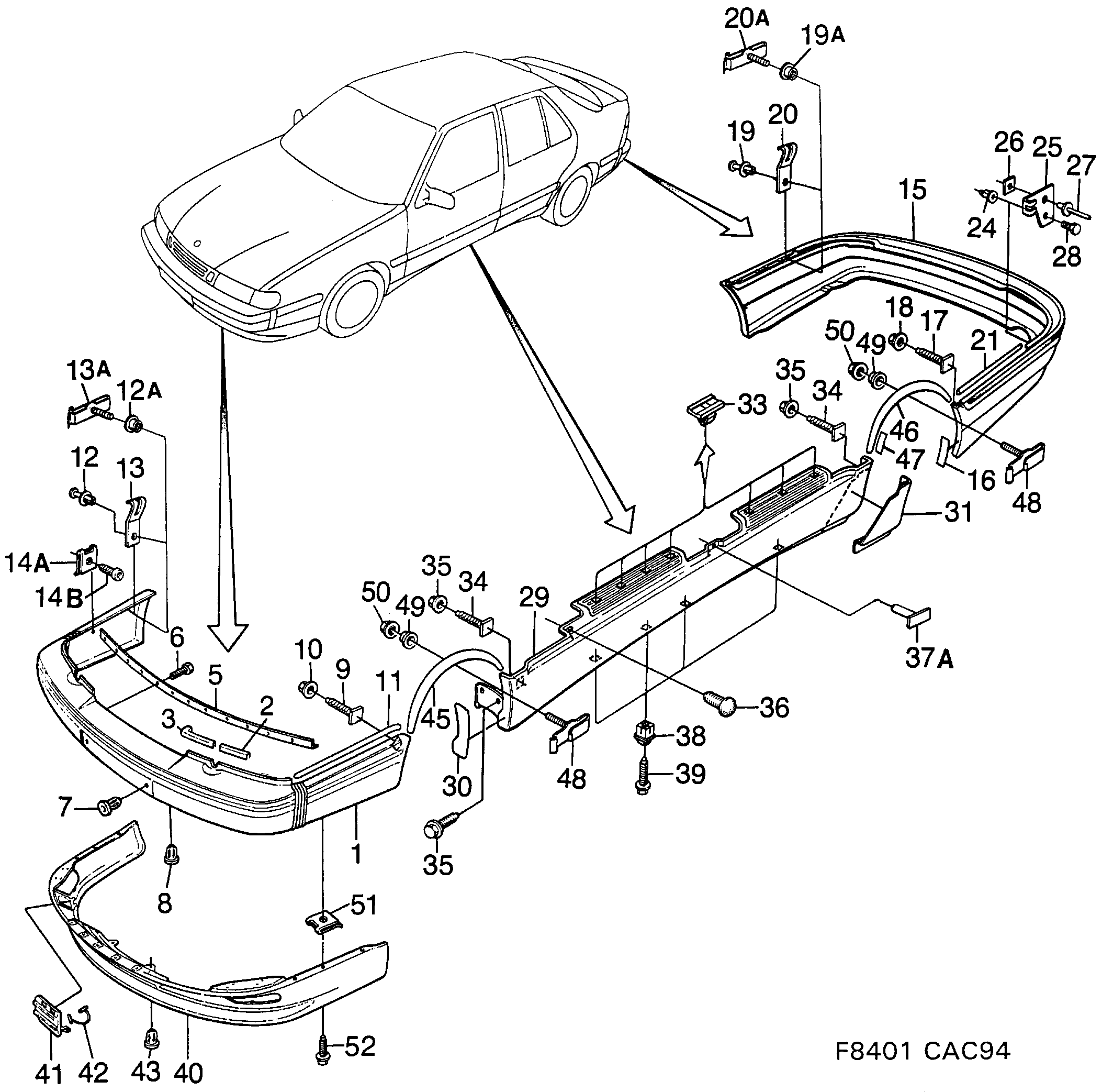 Saab 9000 External details diagram