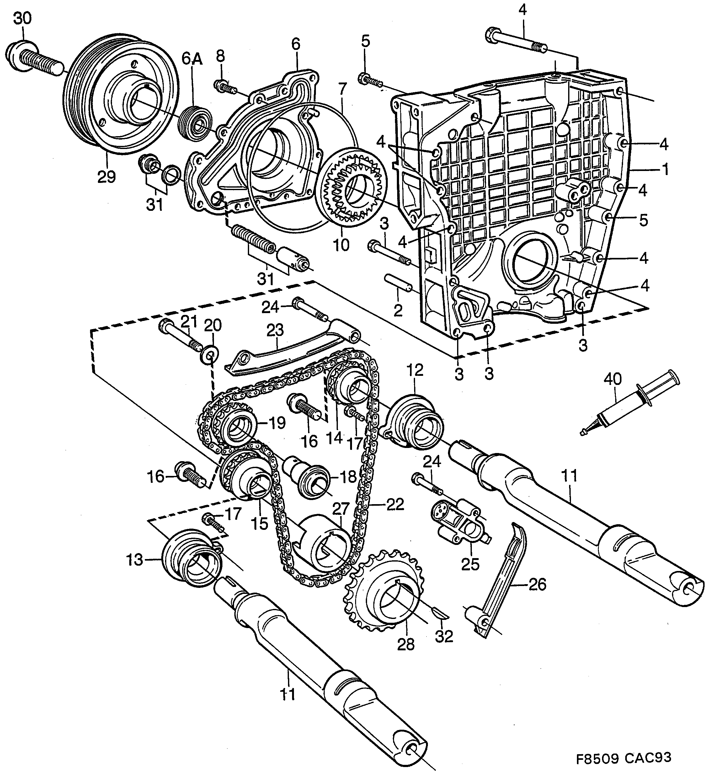 Saab 9000 Transmission Balancer shafts diagram