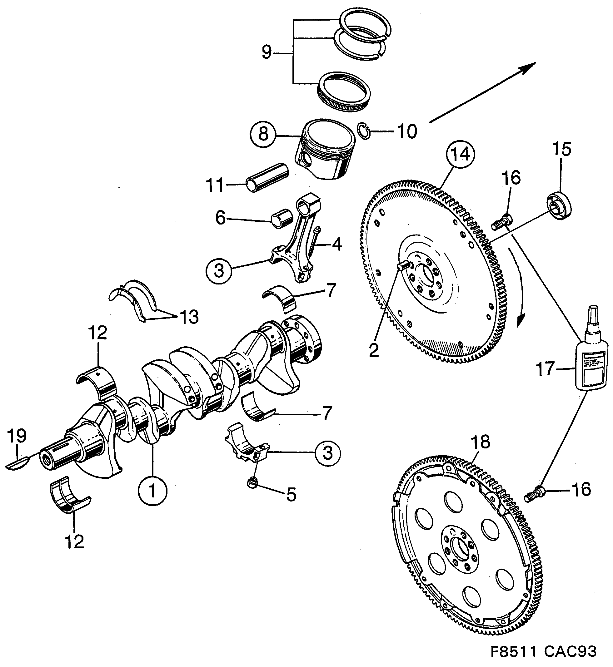 Saab 9000 Crankshaft Piston diagram