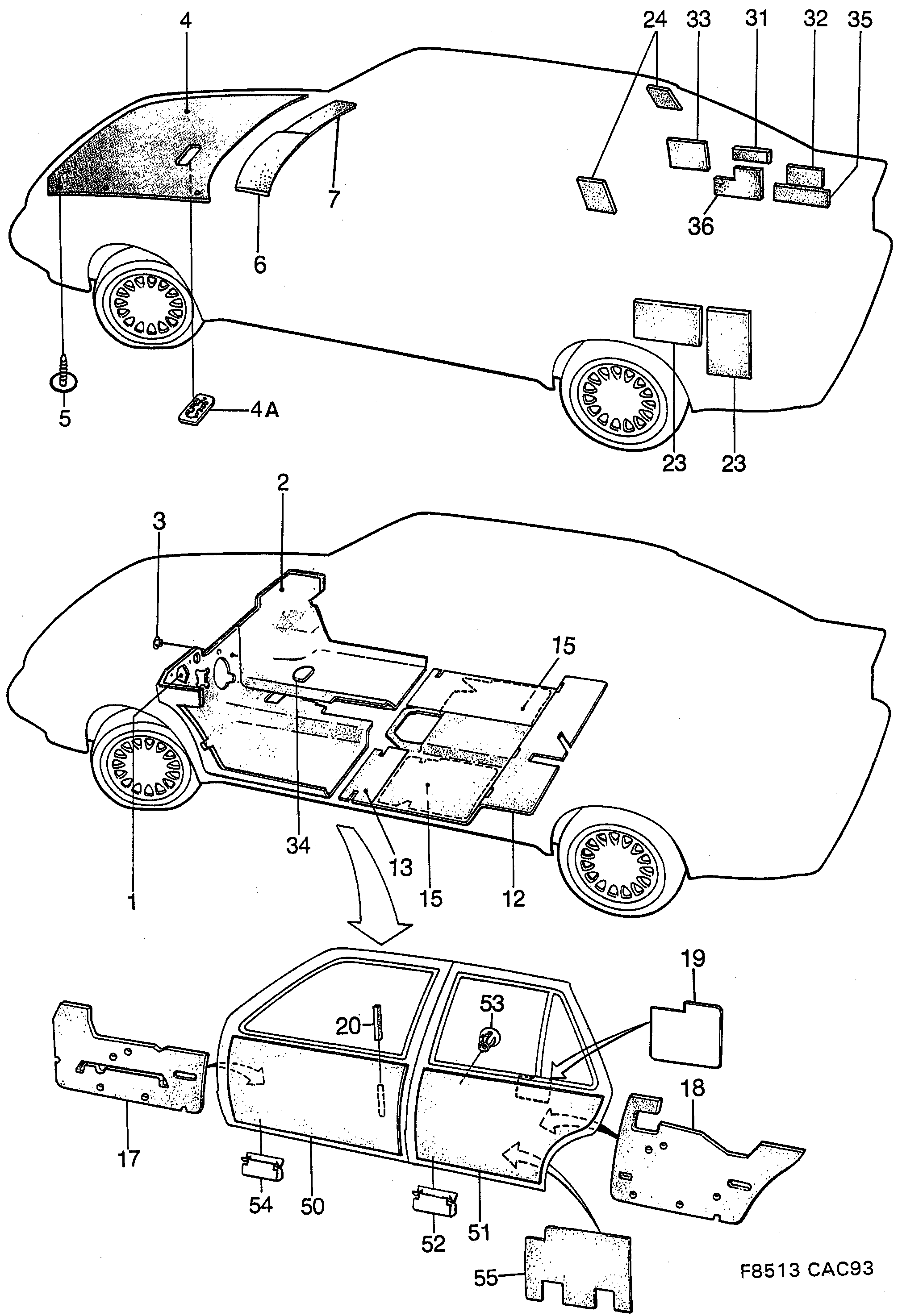 Saab 9000 Insulation diagram