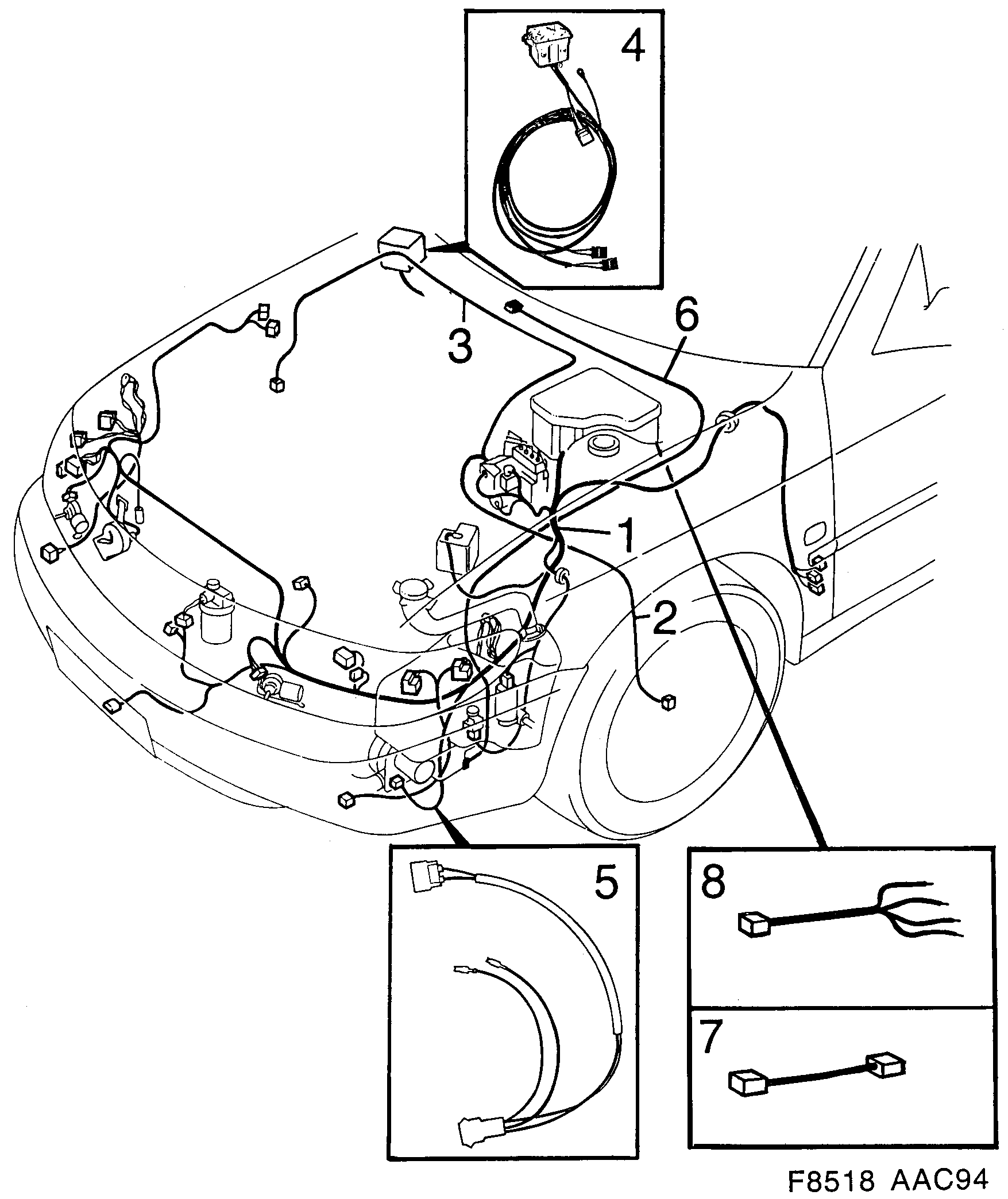 Saab 900 Front diagram