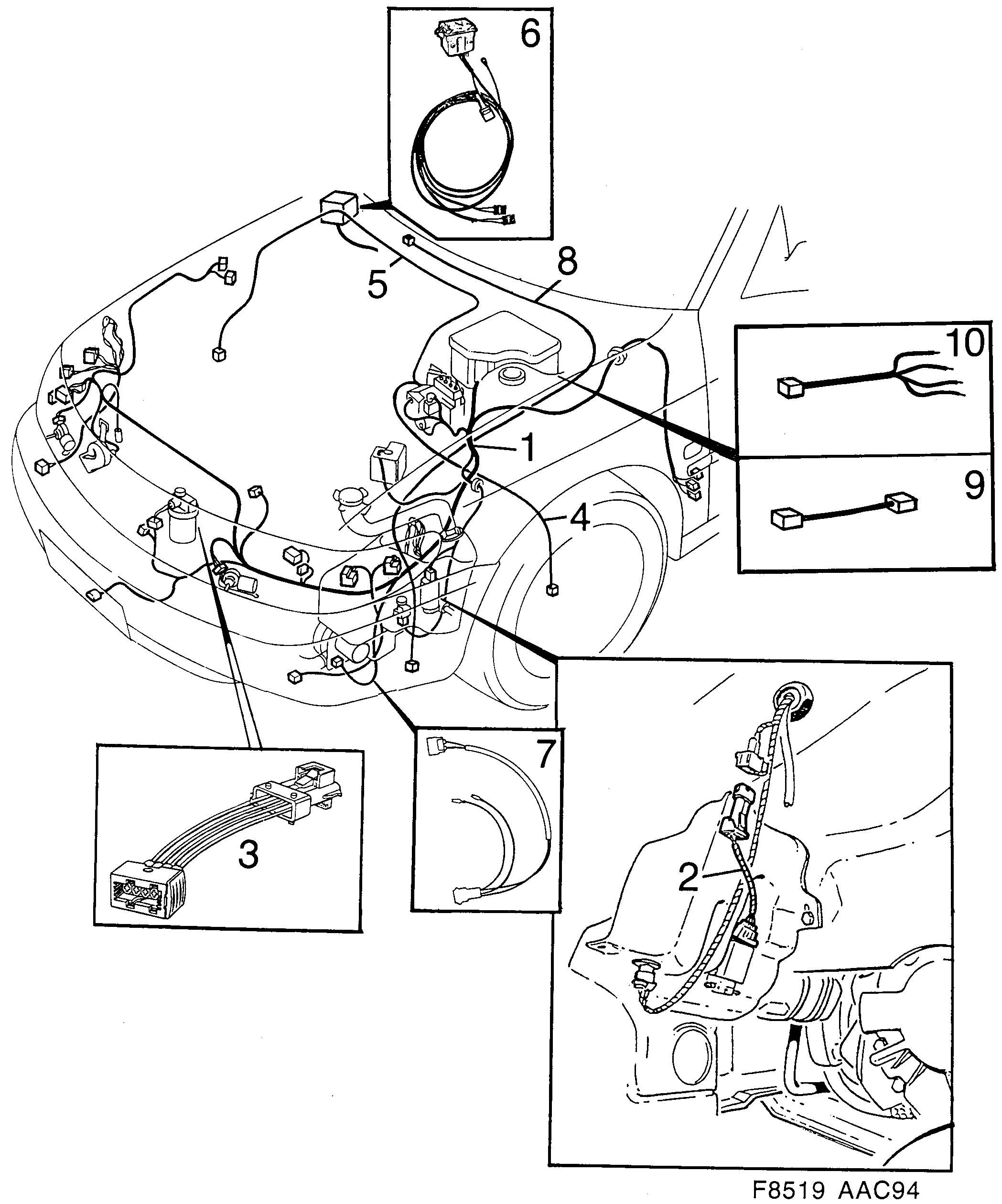 Saab 900 Front diagram