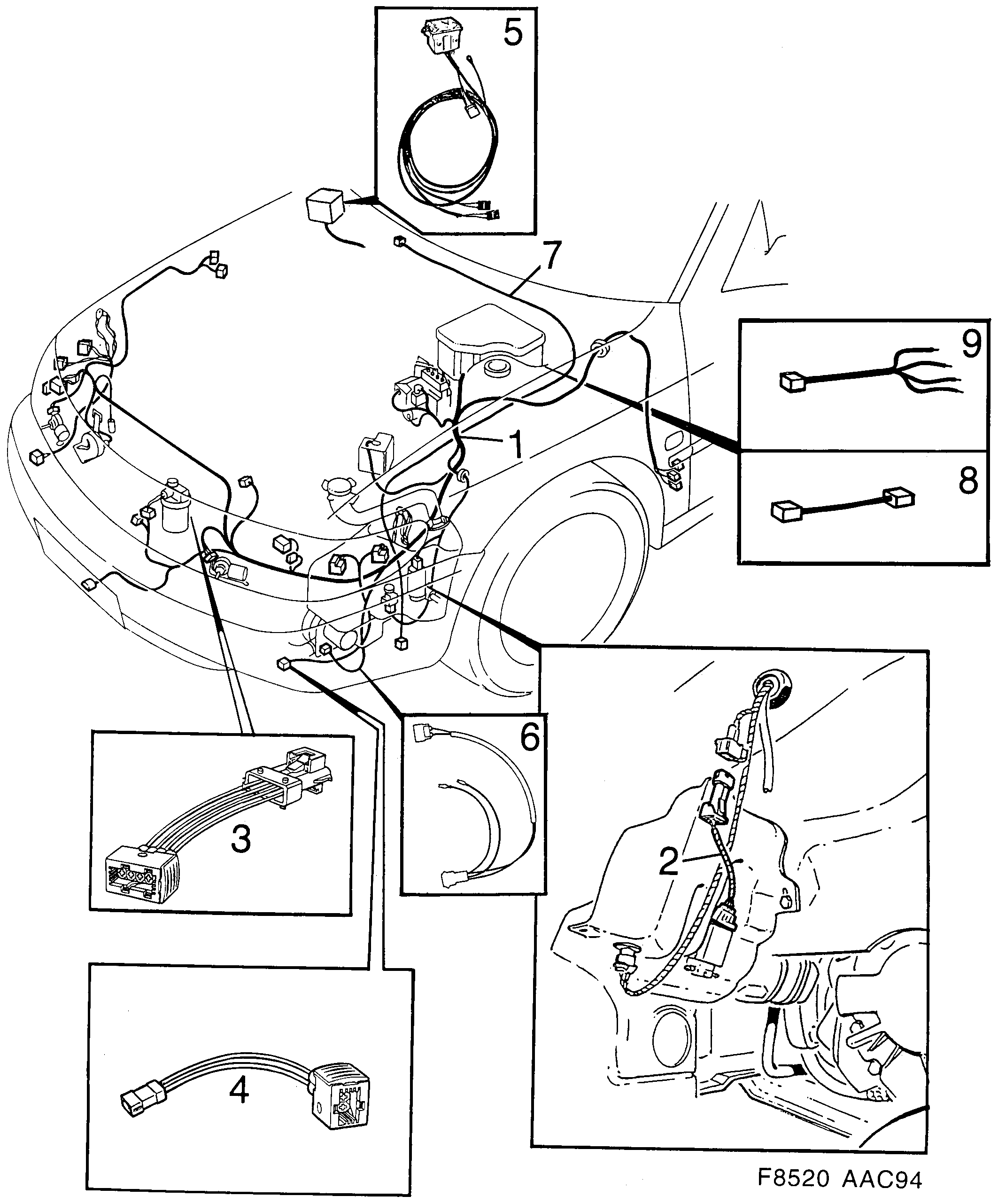 Saab 900 Front diagram