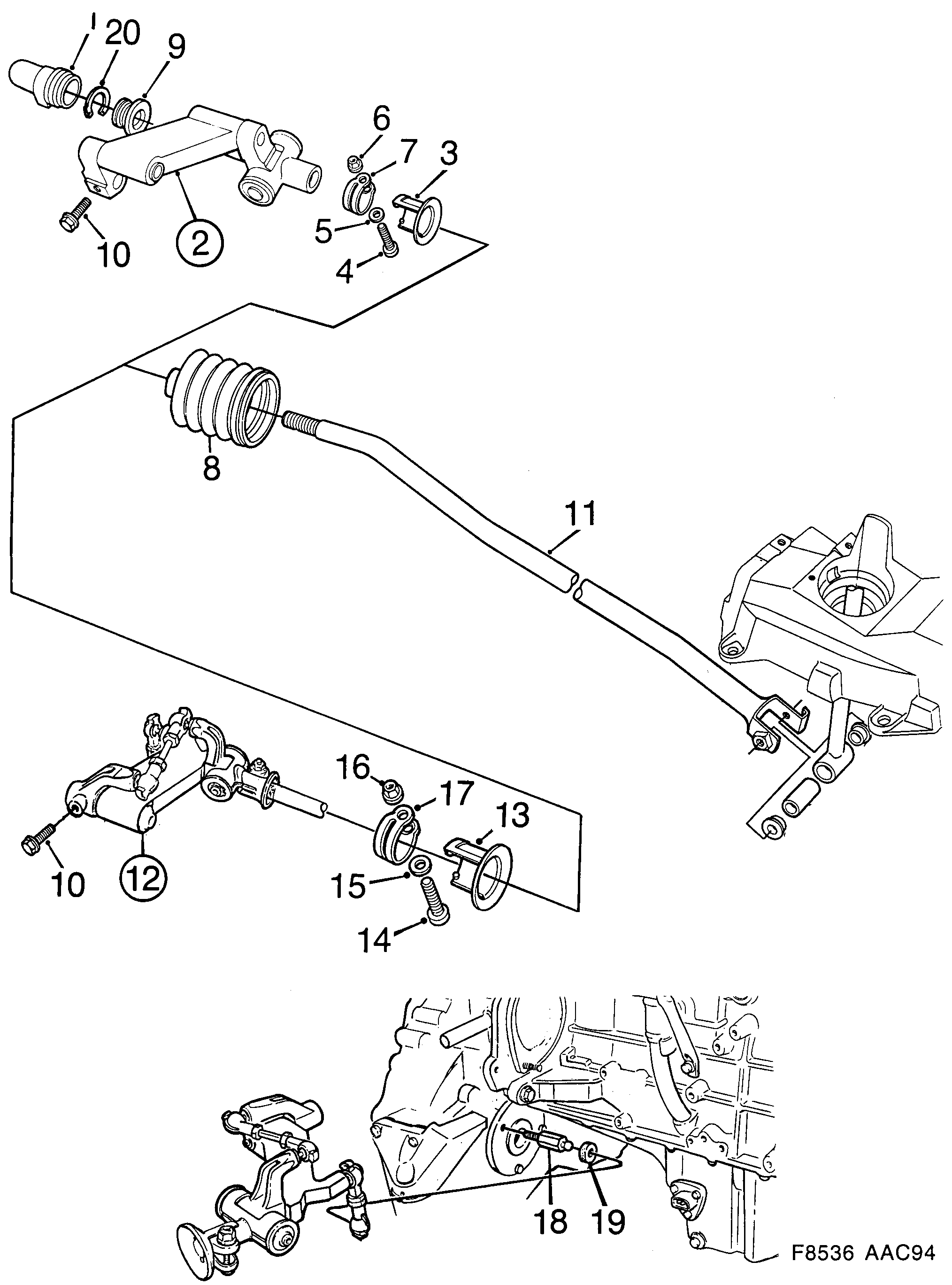 Saab 900 Gear rod diagram