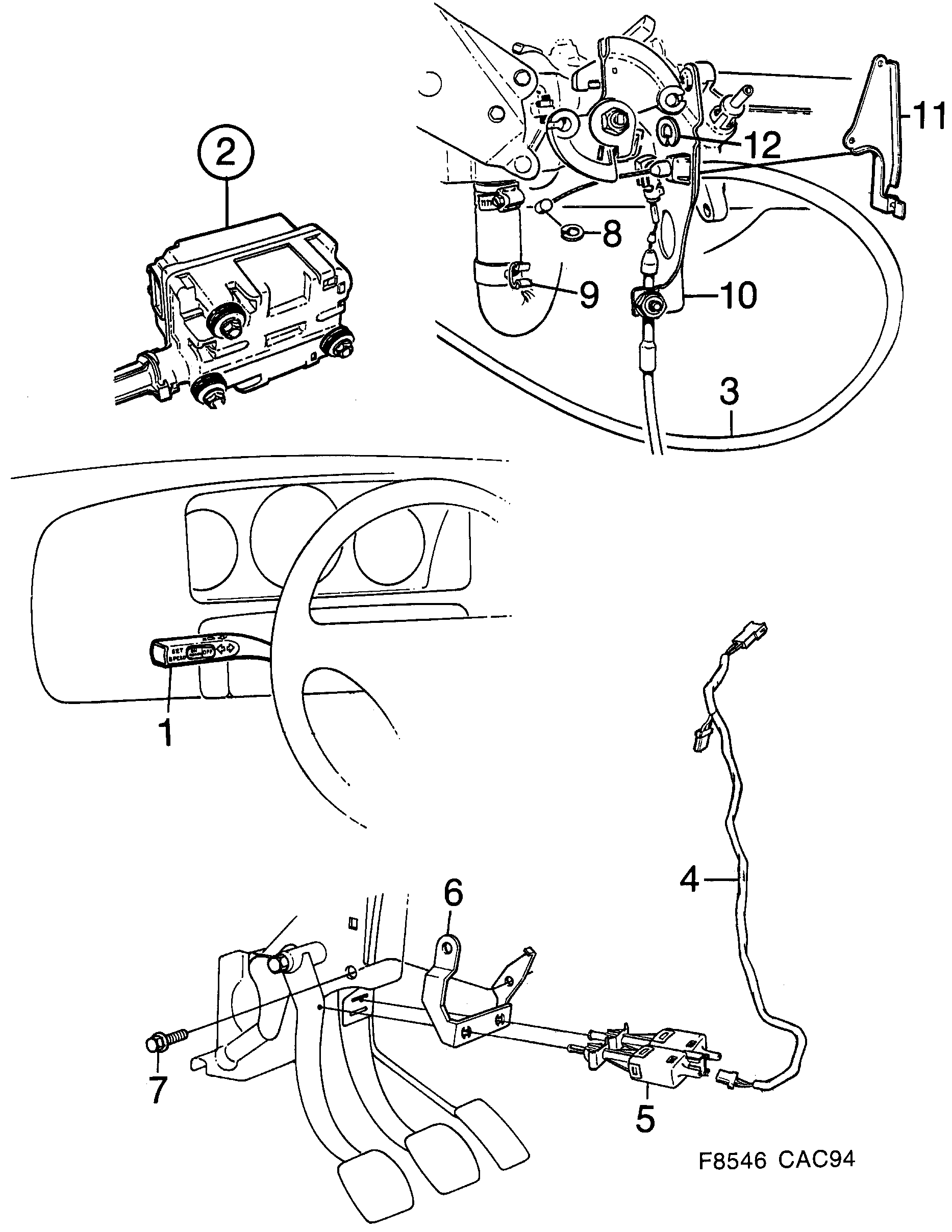 Saab 9000 Speed control system diagram