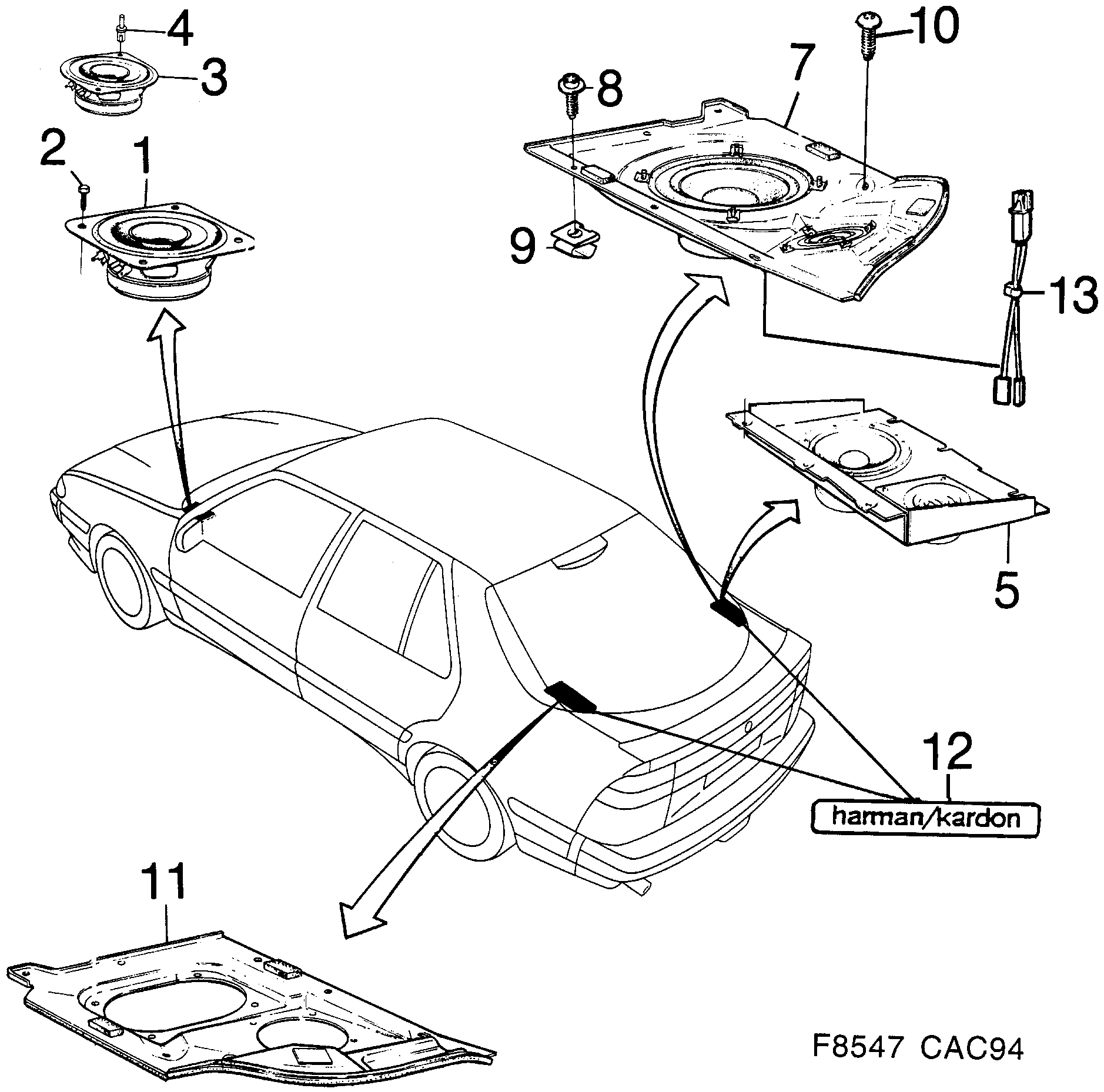 Saab 9000 Loudspeaker diagram