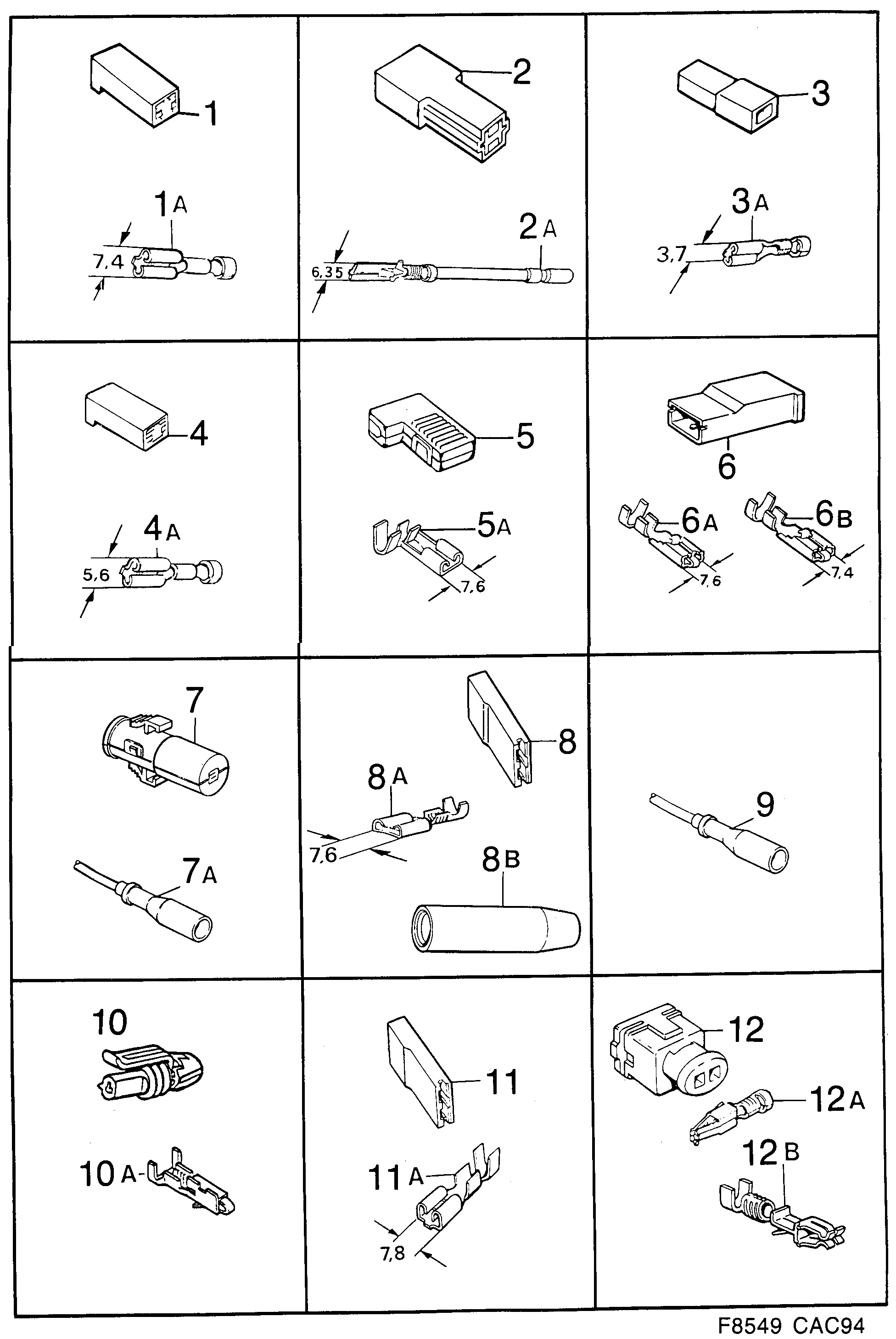 Saab 9000 Connector housing etc diagram