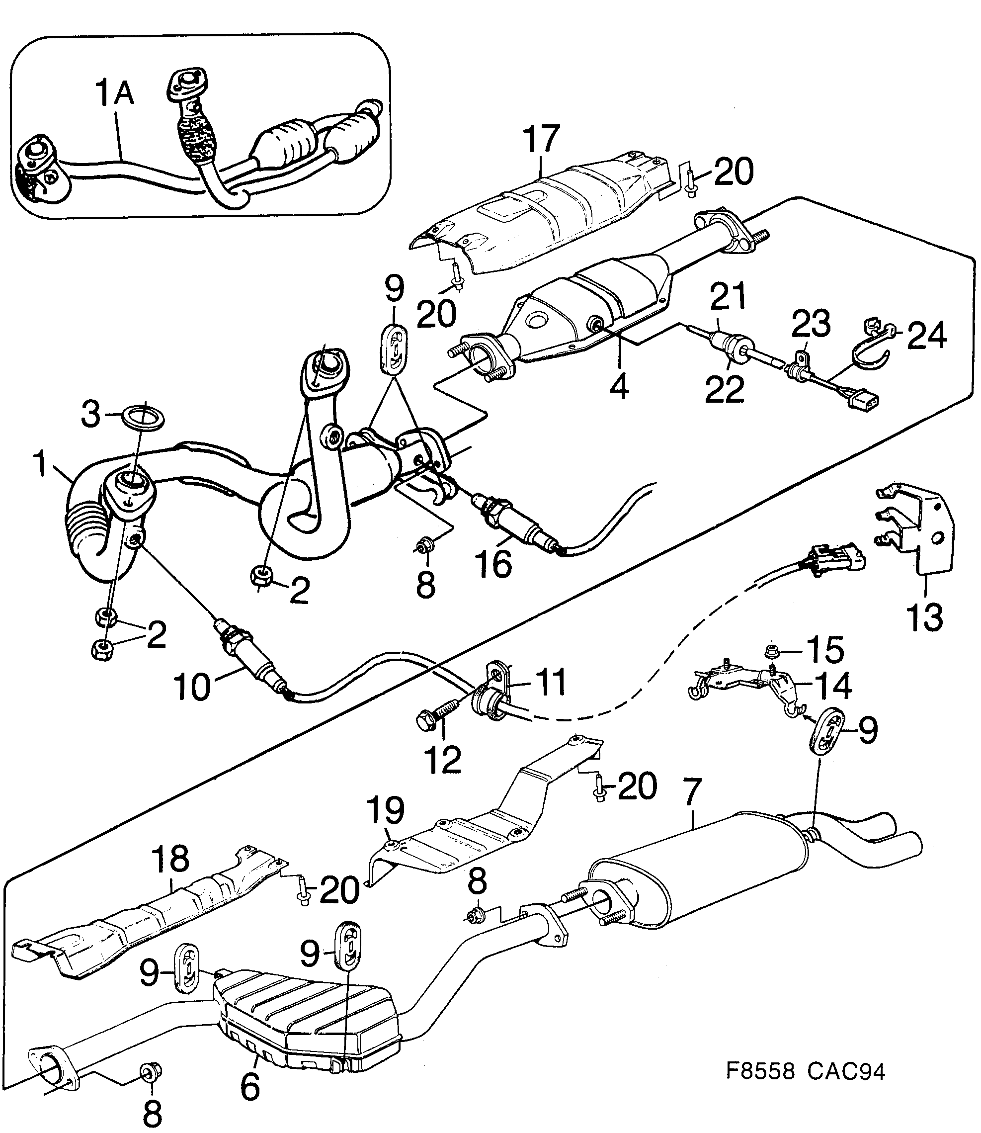 Saab 9000 Exhaust system diagram