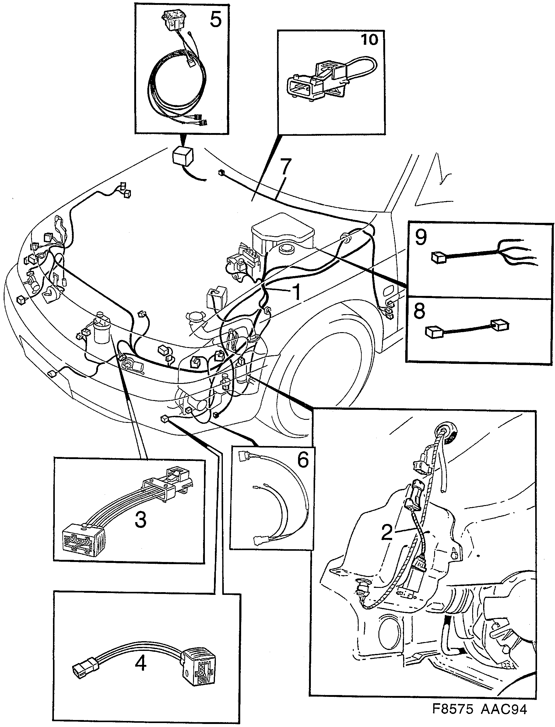 Saab 900 Front diagram