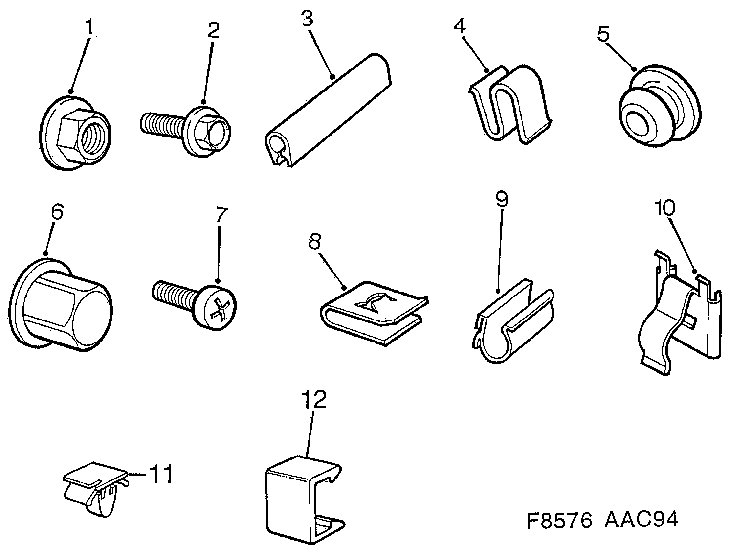 Saab 900 Bushings, screws, clamps etc diagram