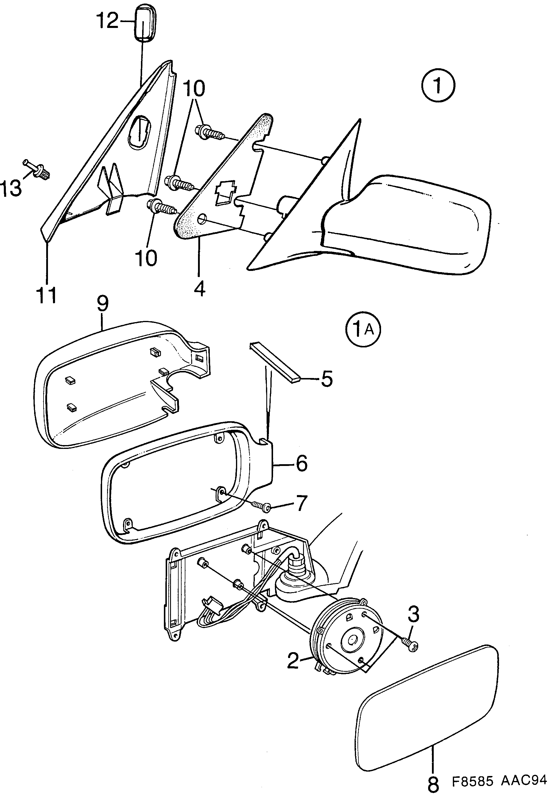 Saab 900 External mirror diagram