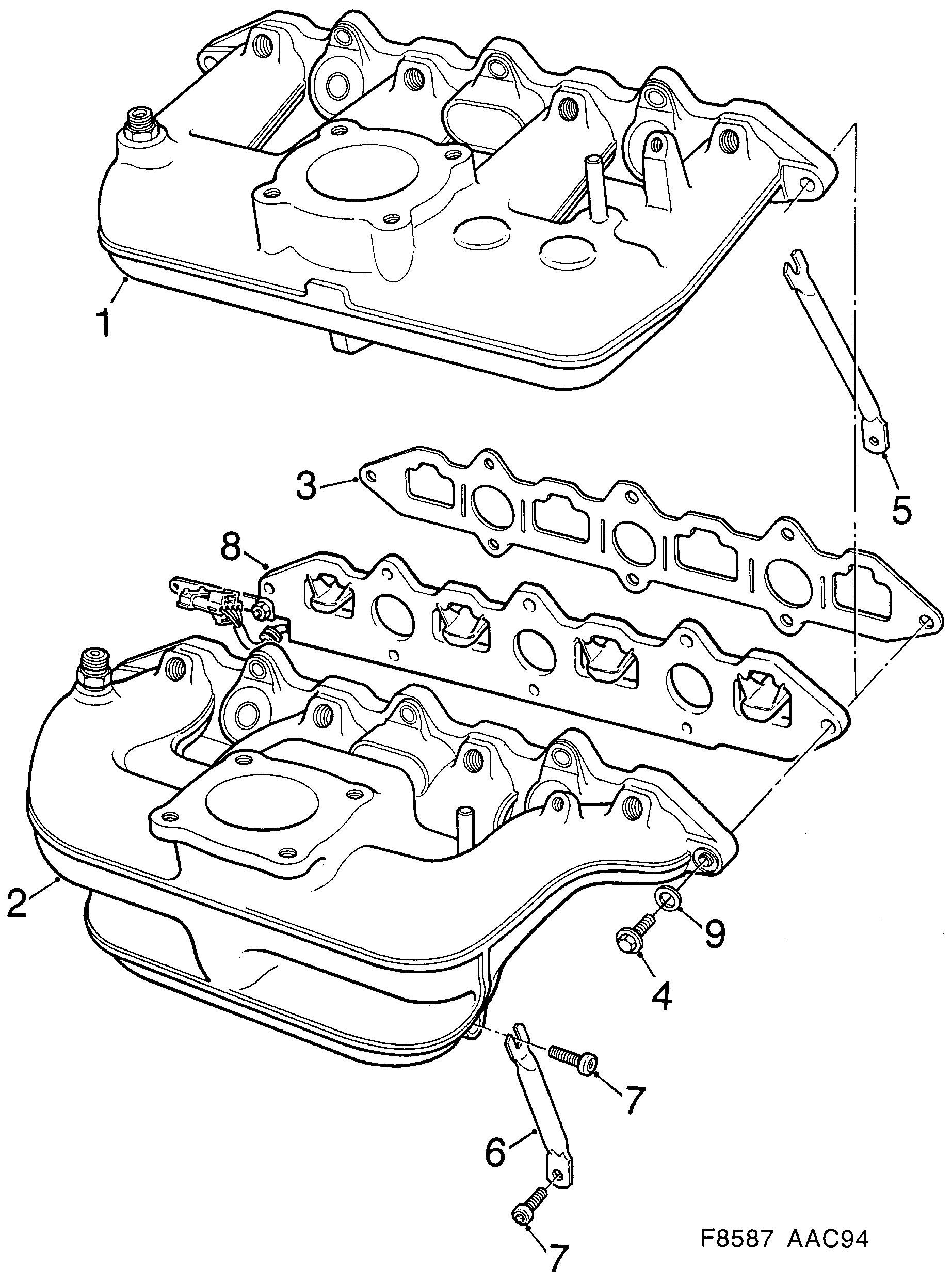 Saab 900 Inlet manifold 4-cylinder diagram
