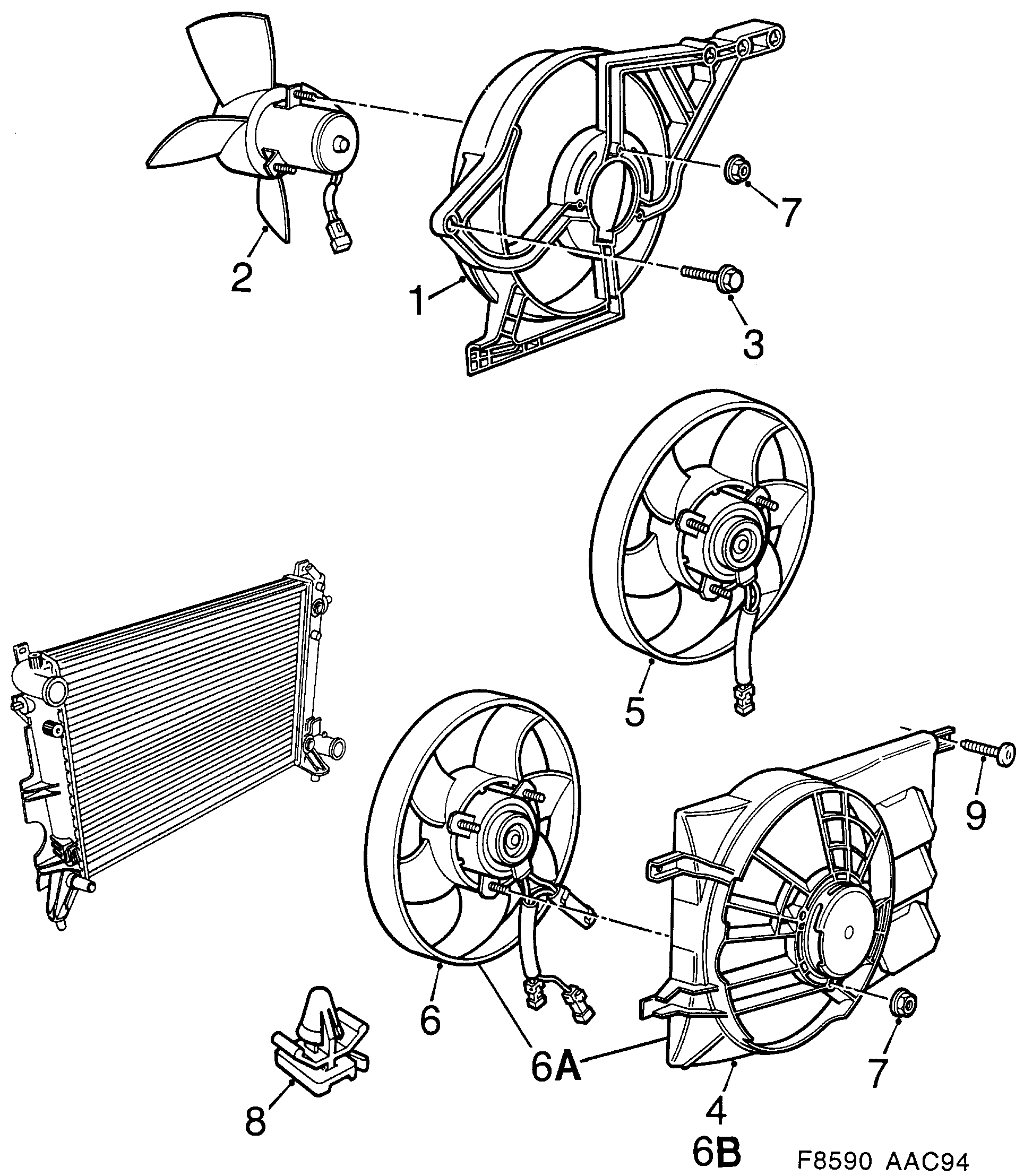 Saab 900 Fan motor diagram
