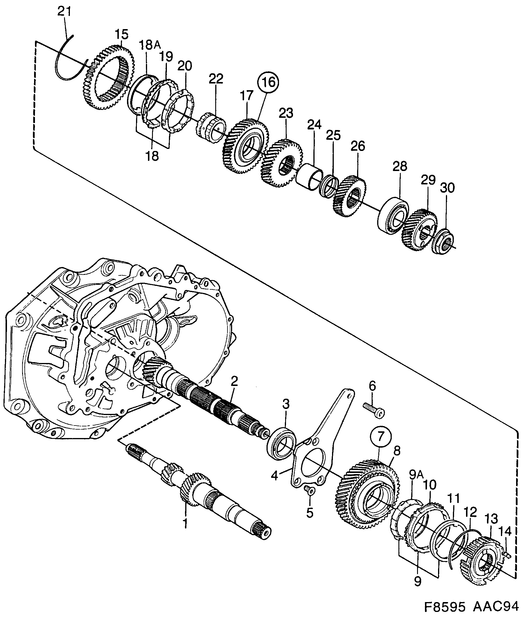 Saab 900 Shafts, gears Output shaft diagram