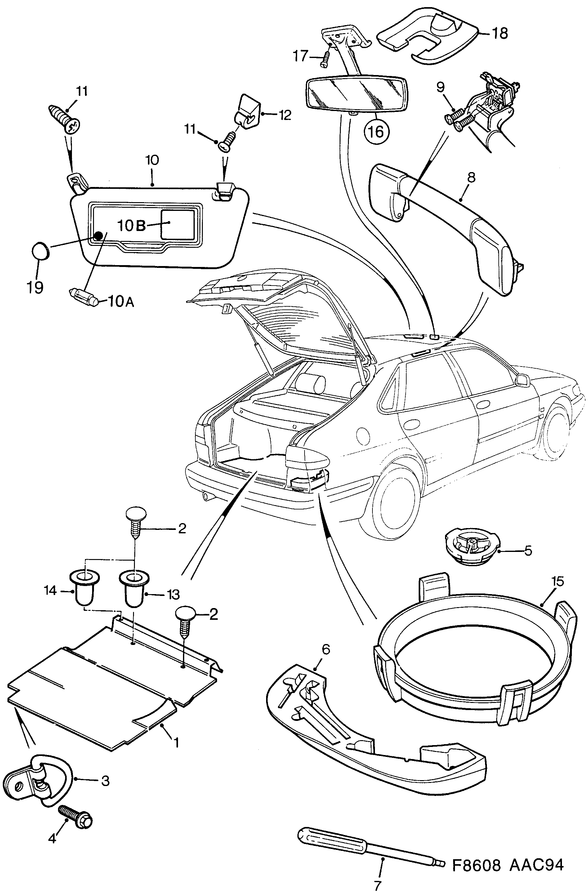Saab 900 Other interior equipment diagram