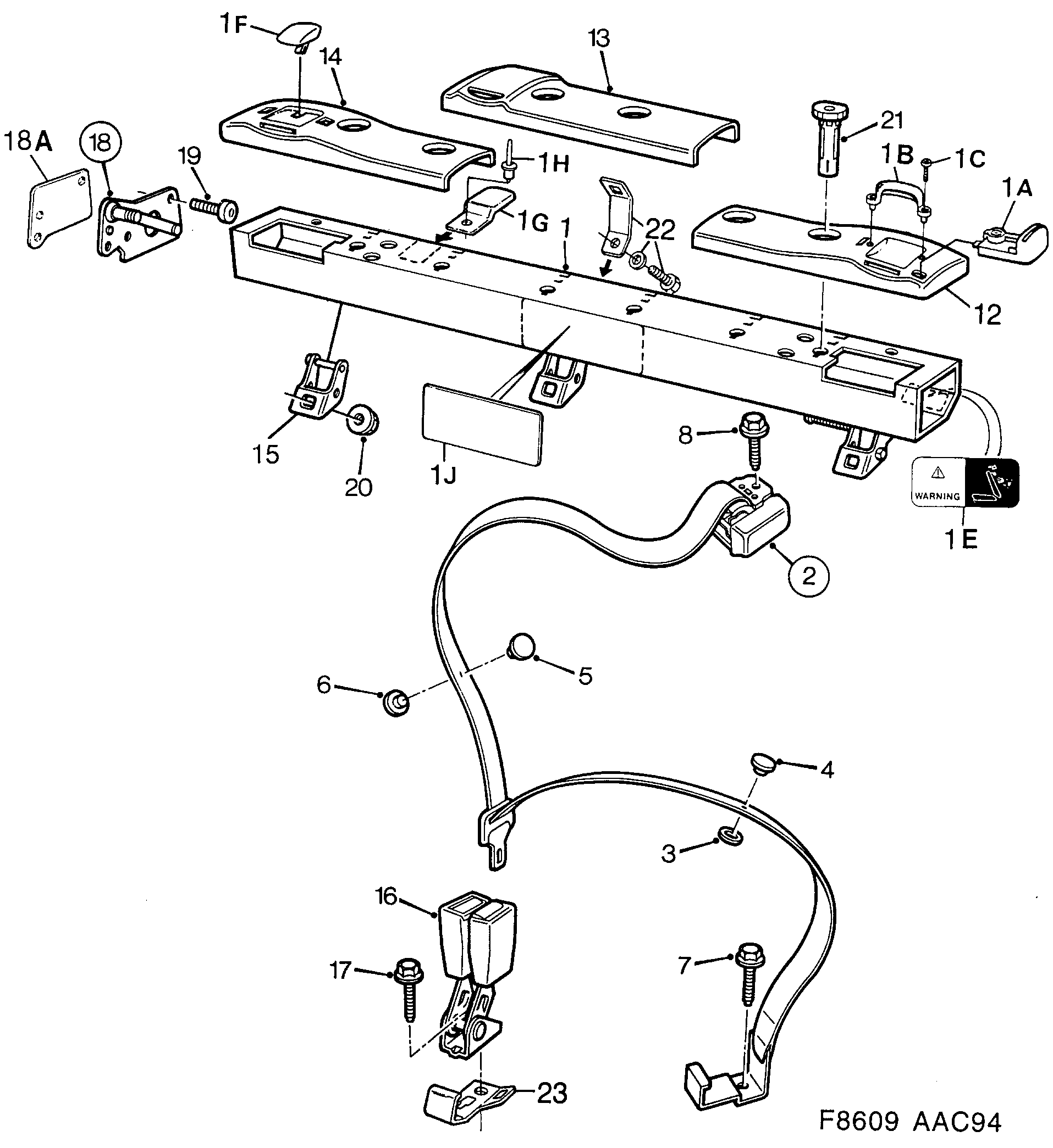 Saab 900 Safety belt, rear seat diagram
