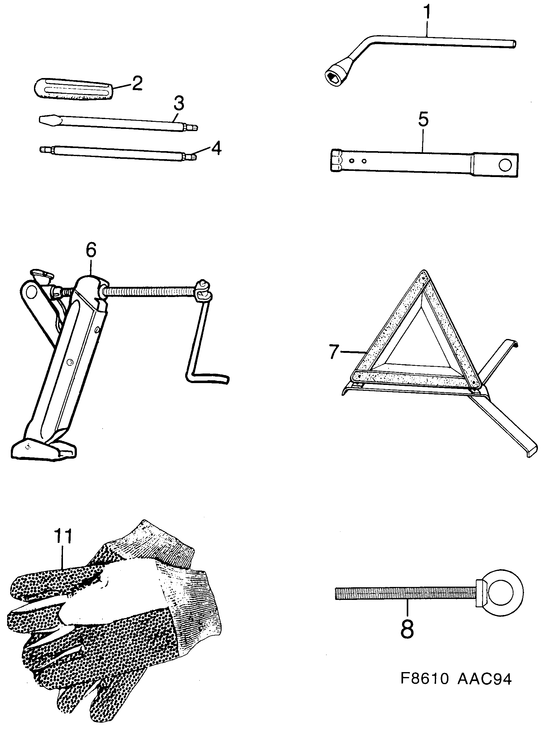 Saab 900 Tool kit diagram