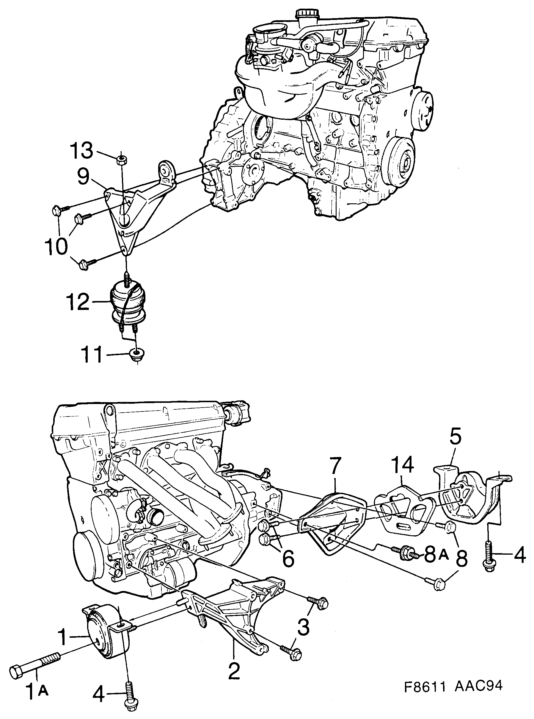 Saab 900 Engine suspension diagram