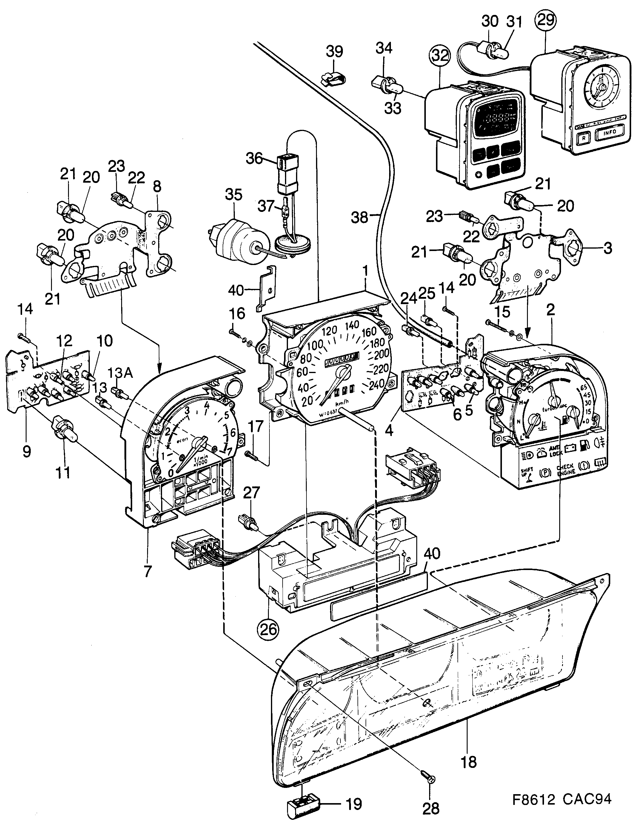 Saab 9000 Instrument diagram