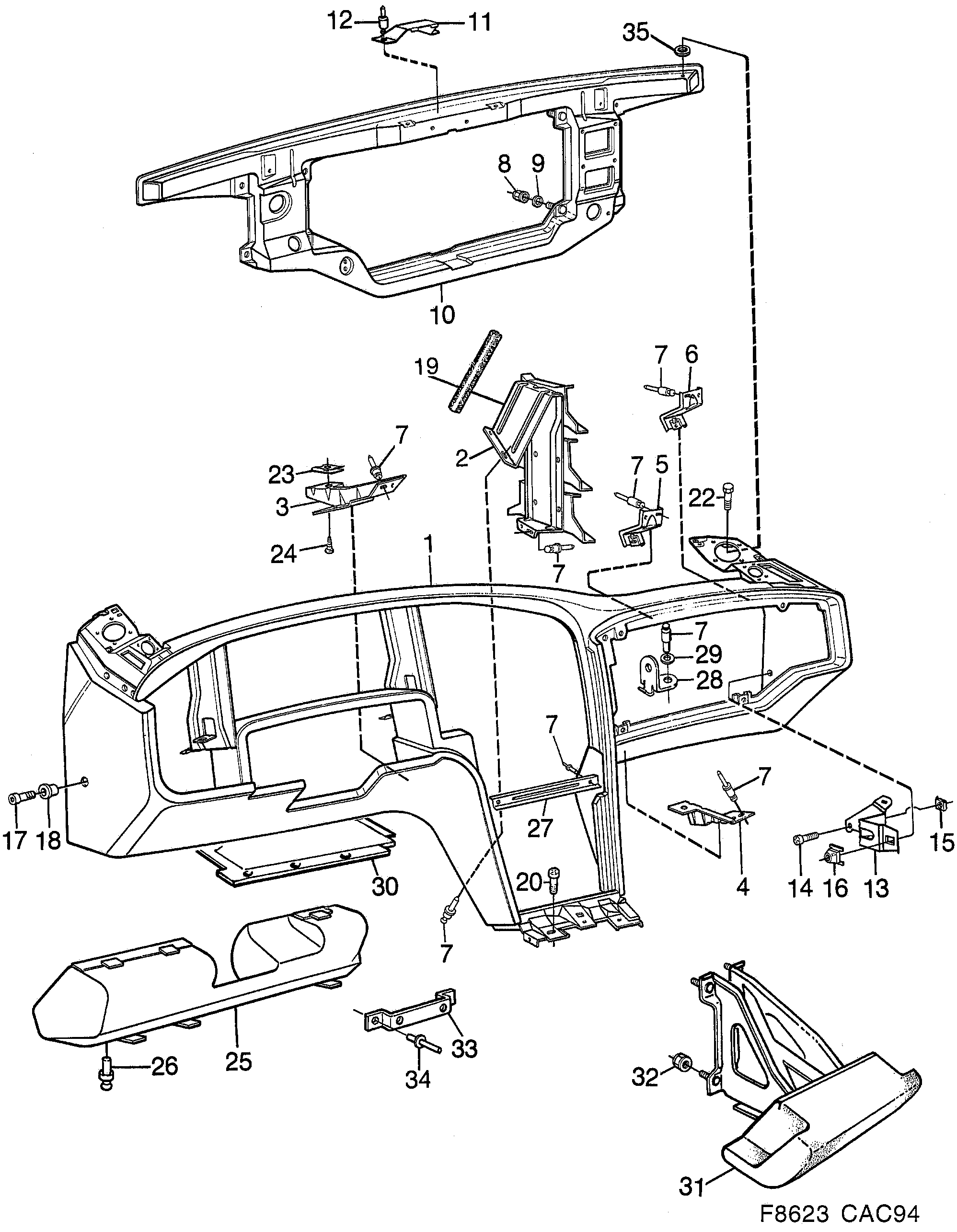 Saab 9000 Panel diagram
