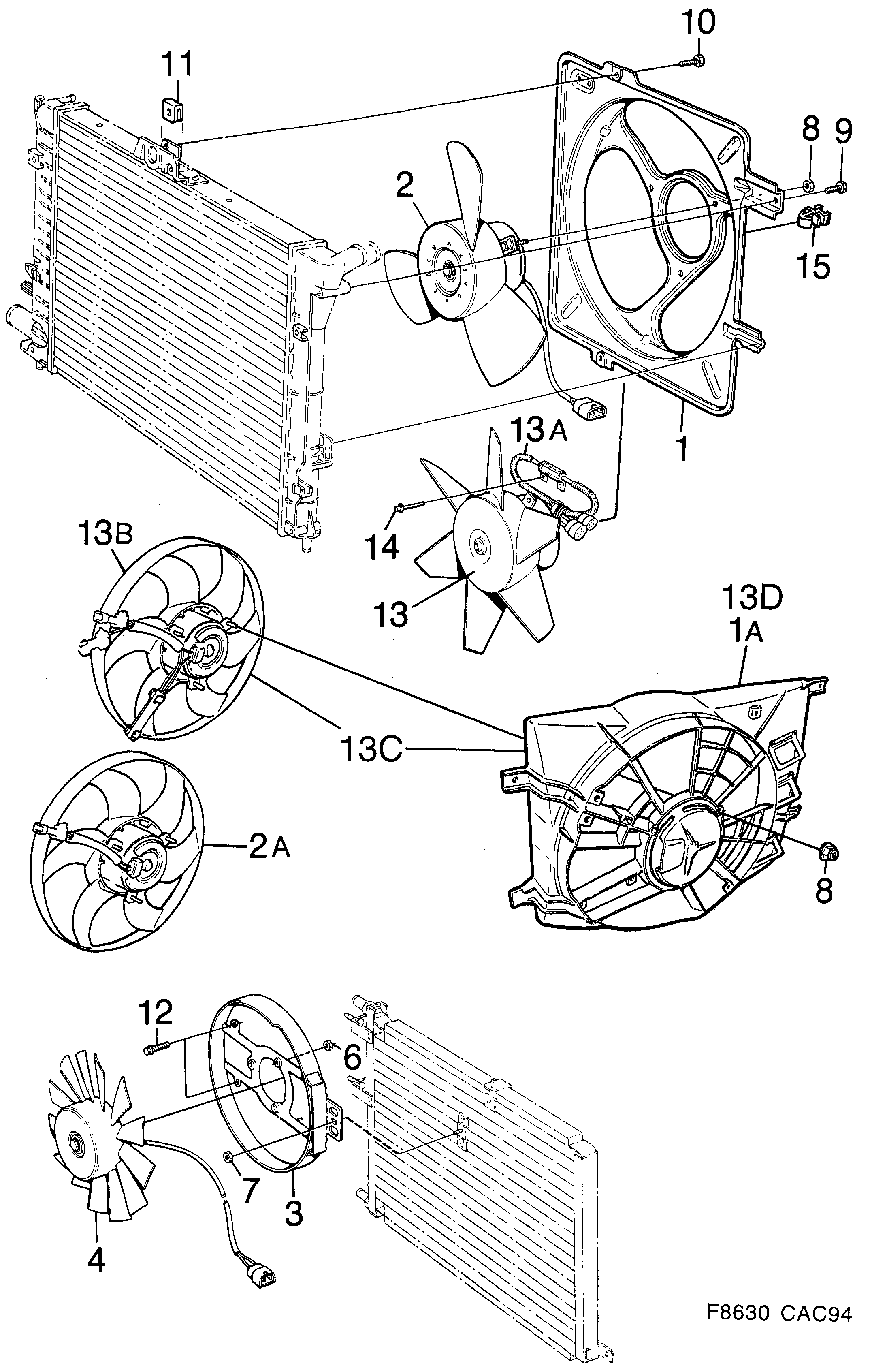 Saab 9000 Fan, etc diagram