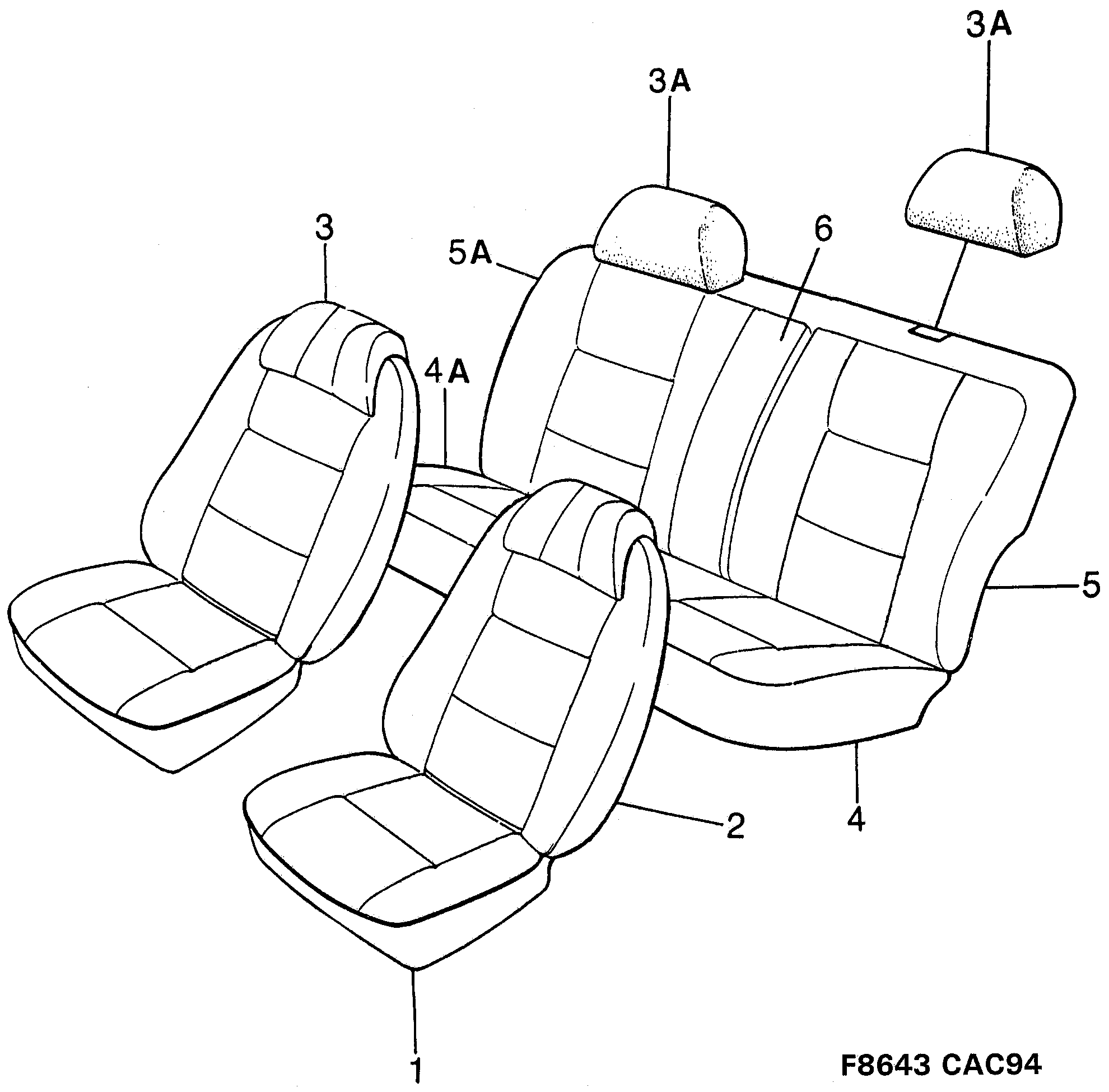 Saab 9000 Covers Textile diagram