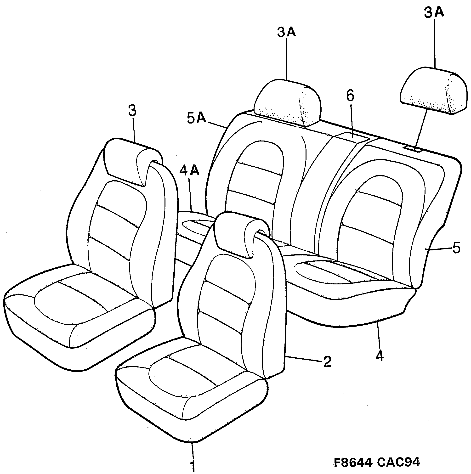 Saab 9000 Covers Leather, Contour design diagram