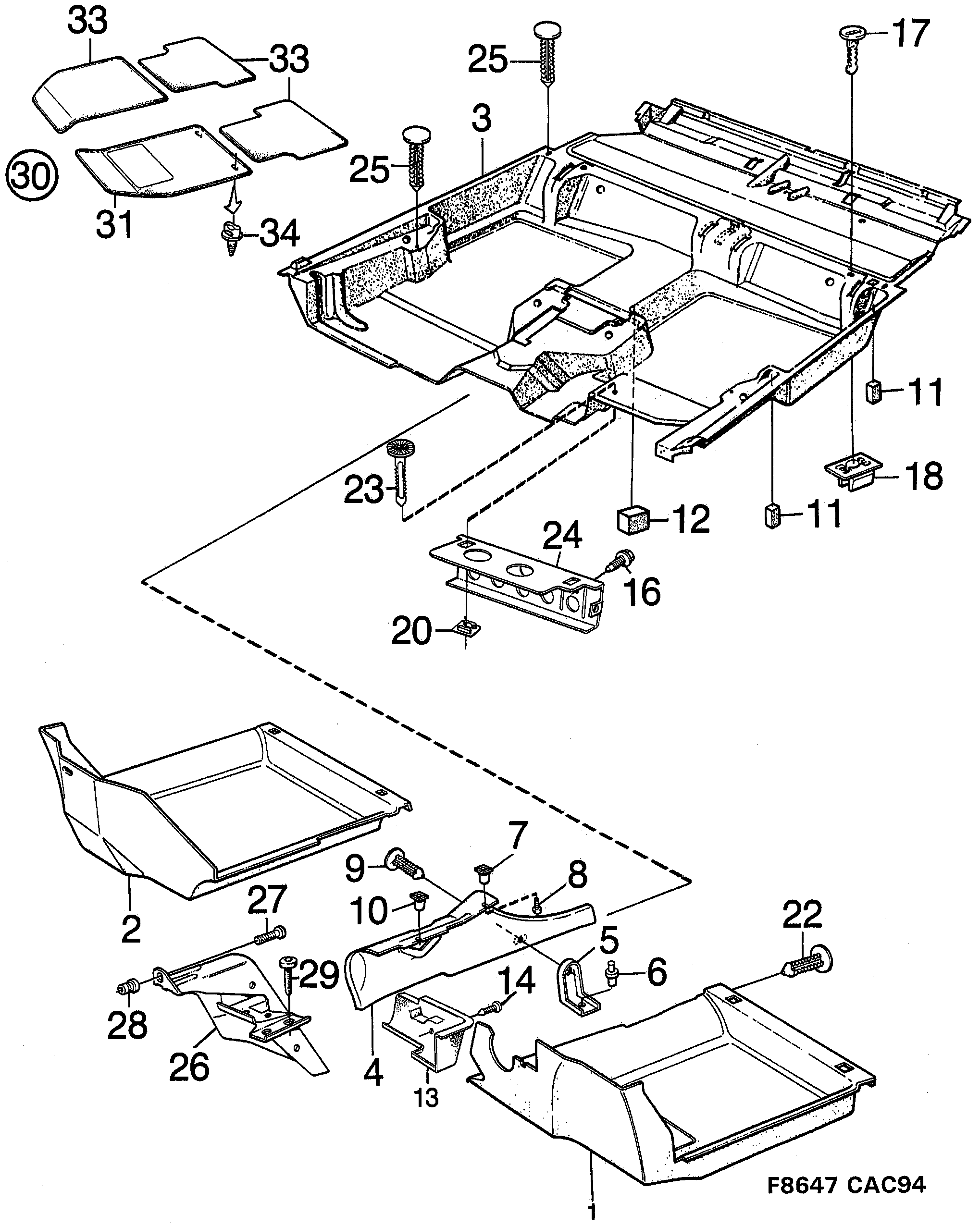 Saab 9000 Carpets diagram