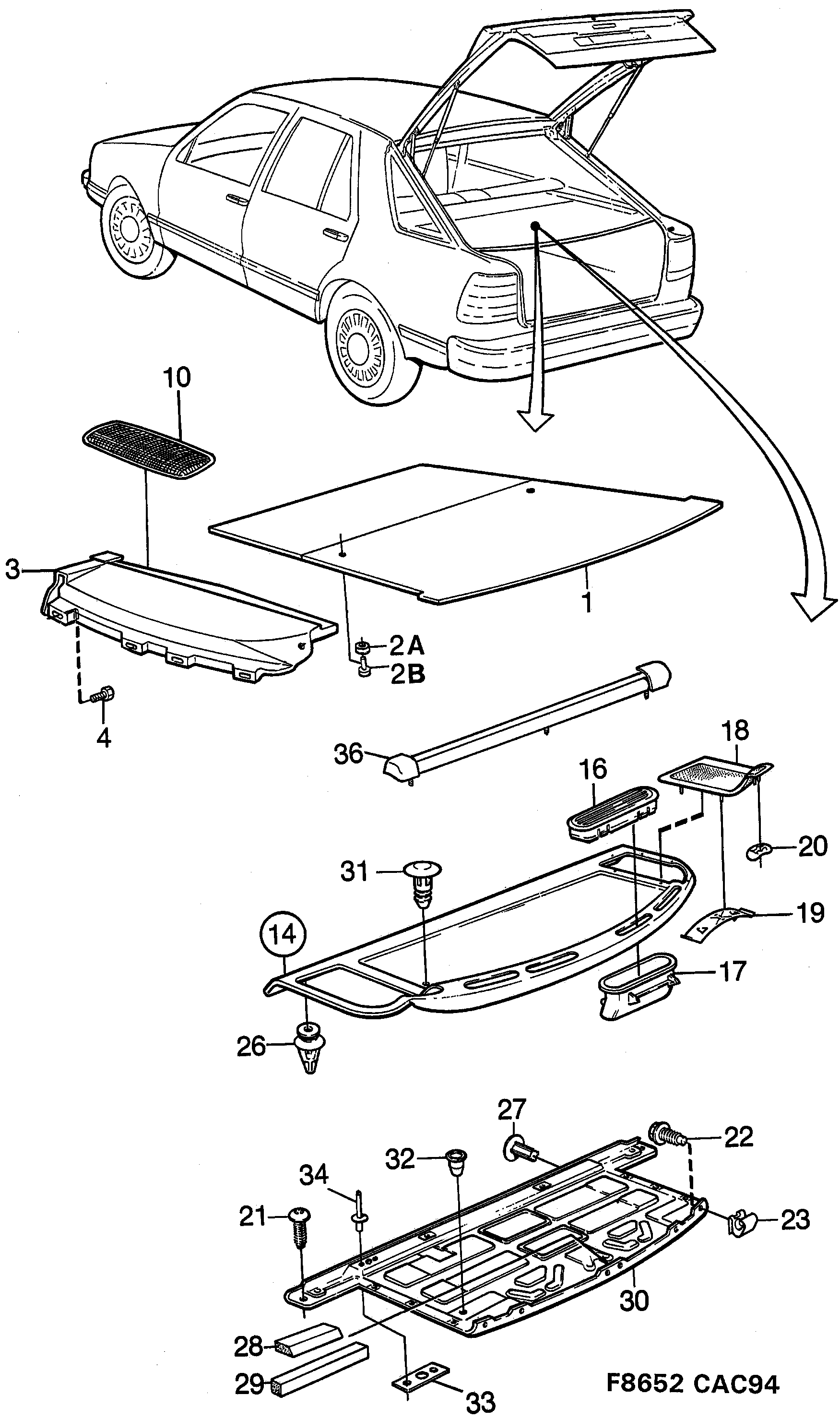 Saab 9000 Shelf diagram