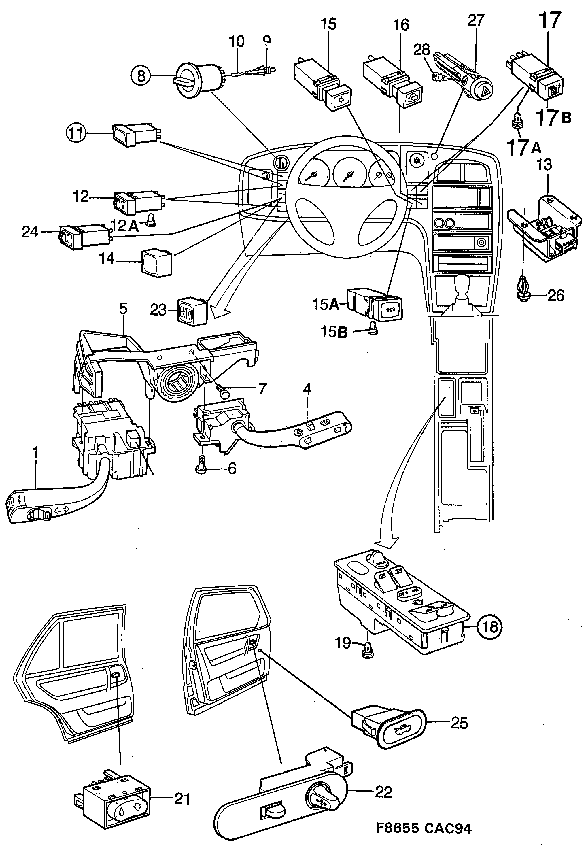 Saab 9000 Switch diagram