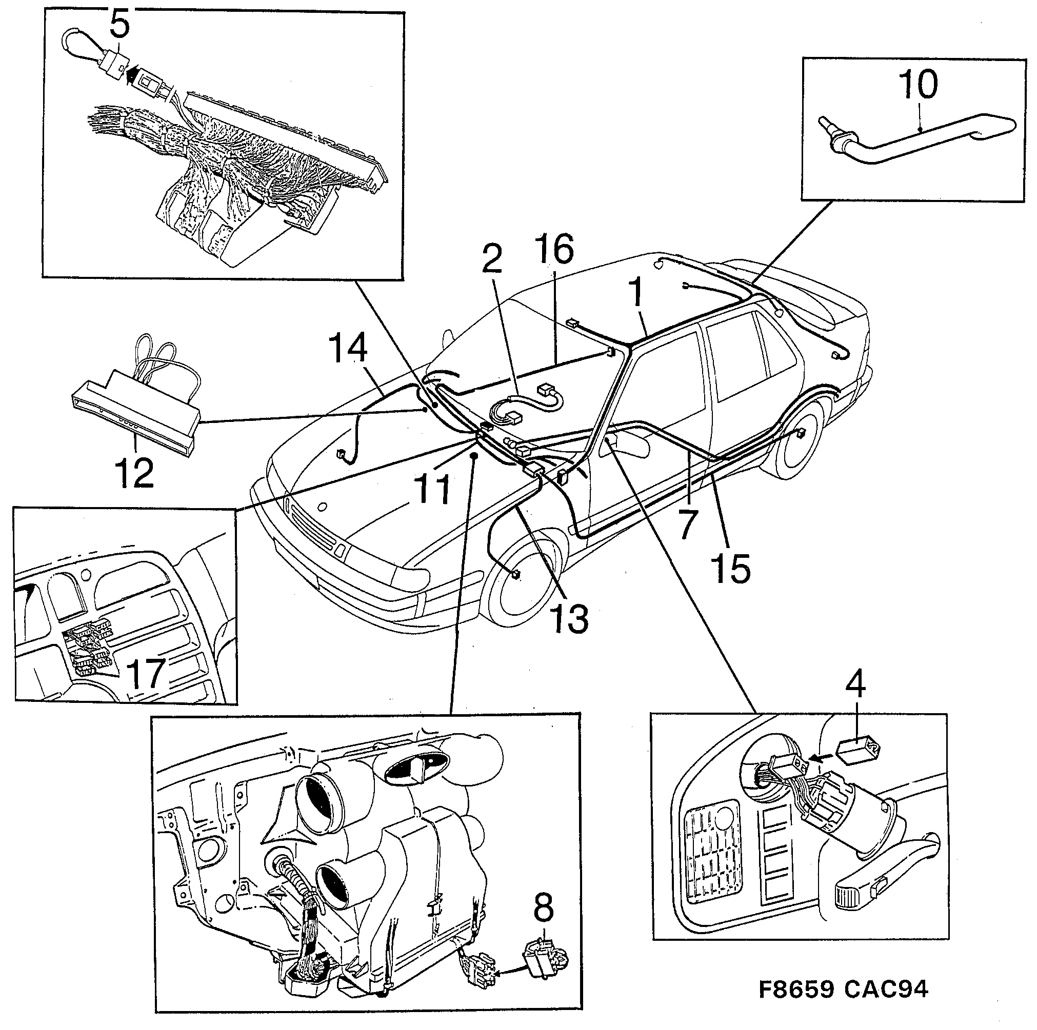 Saab 9000 Compartment diagram