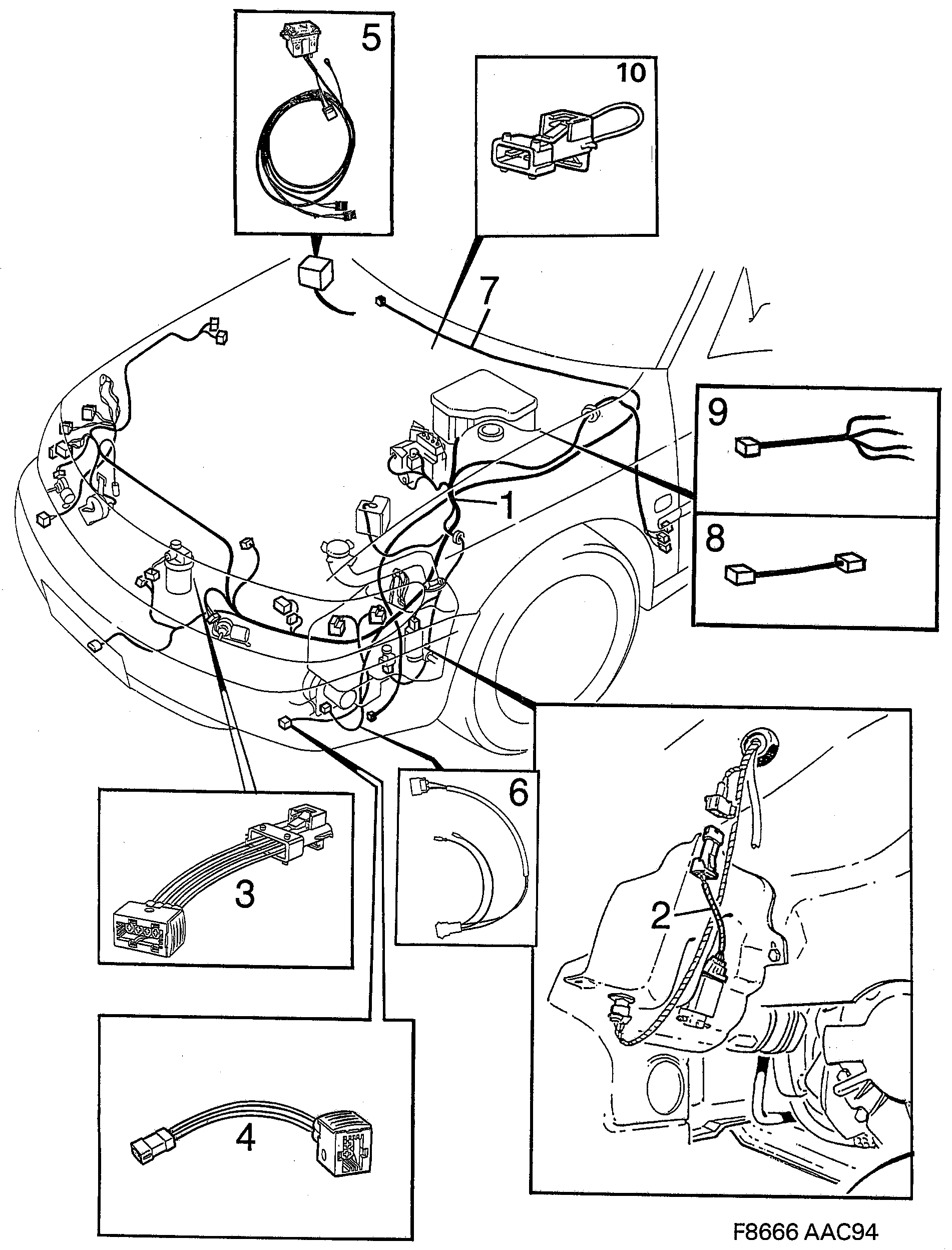 Saab 900 Front diagram
