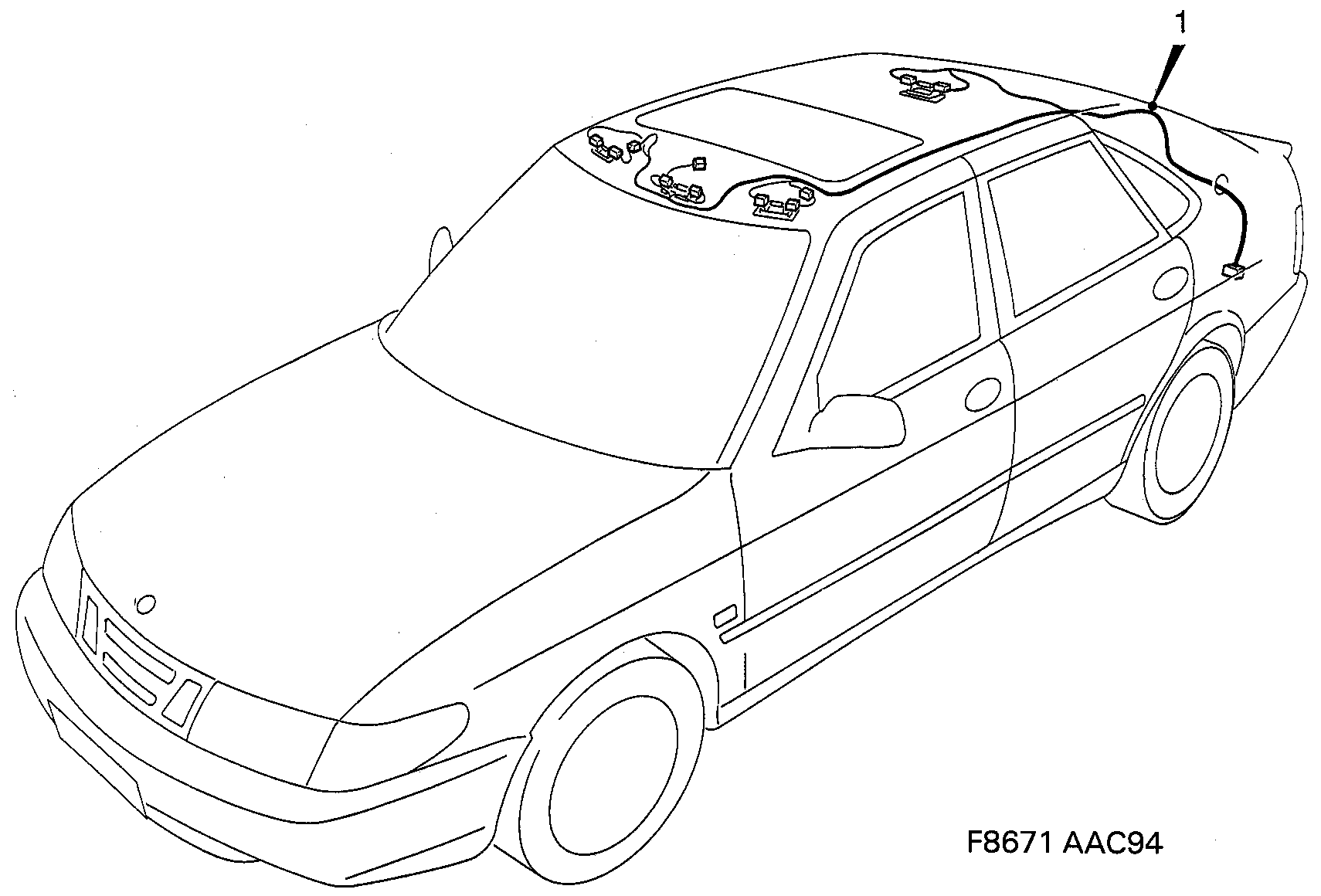 Saab 900 Roof diagram