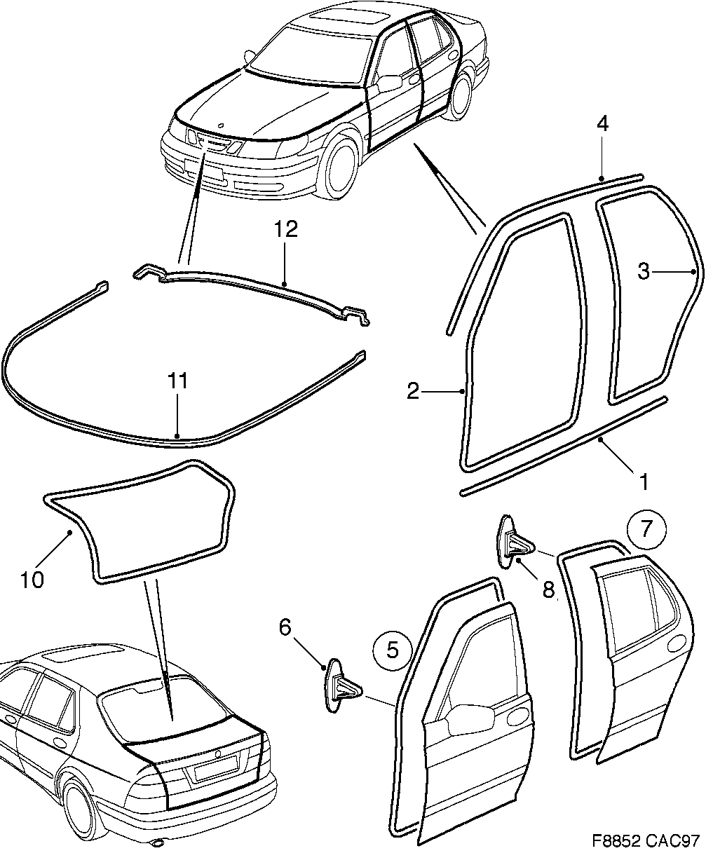 Saab 9-5 (9600) Other sealings diagram